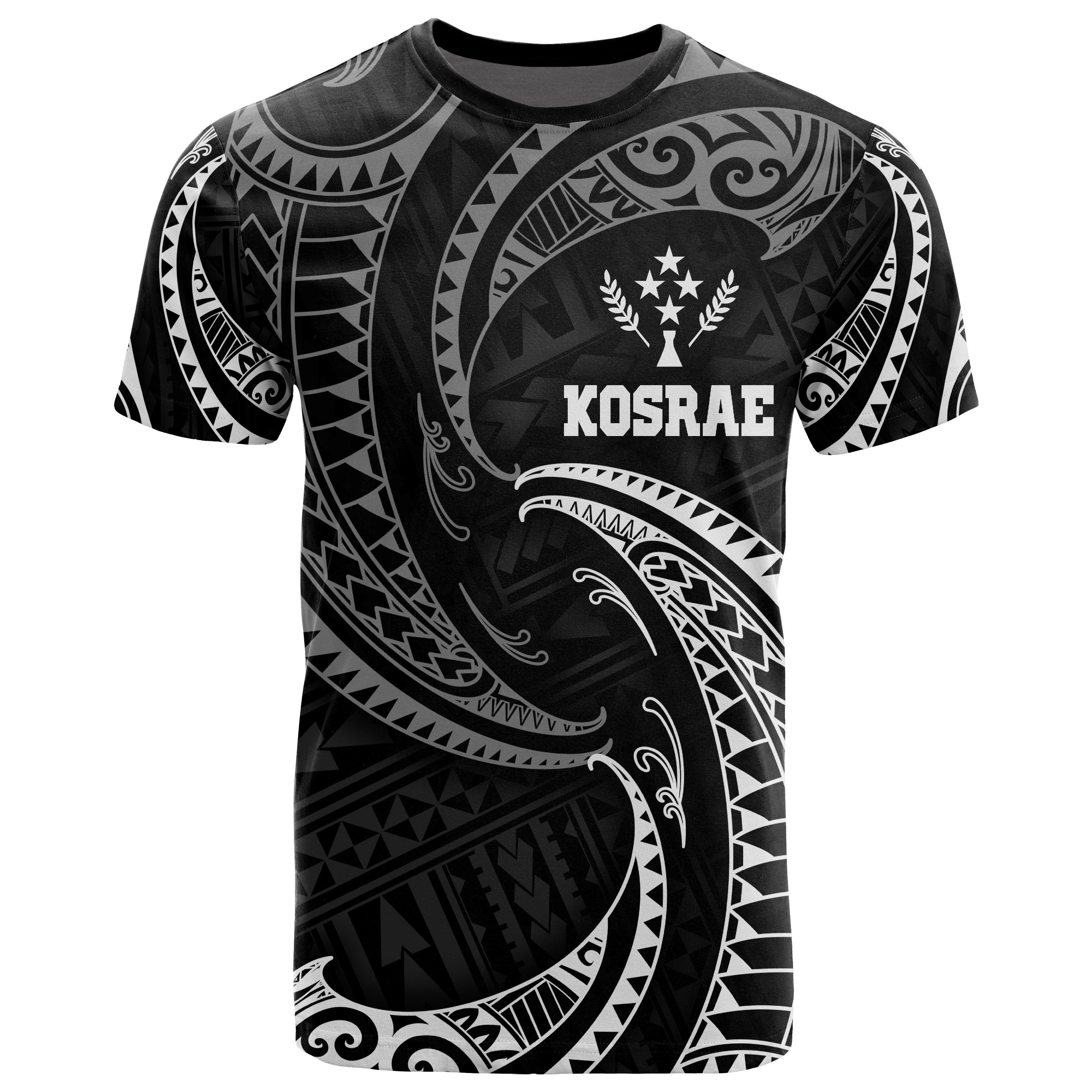 Kosrae Micronesia All Over T shirt - White Tribal Wave - Vibe Hoodie Shop