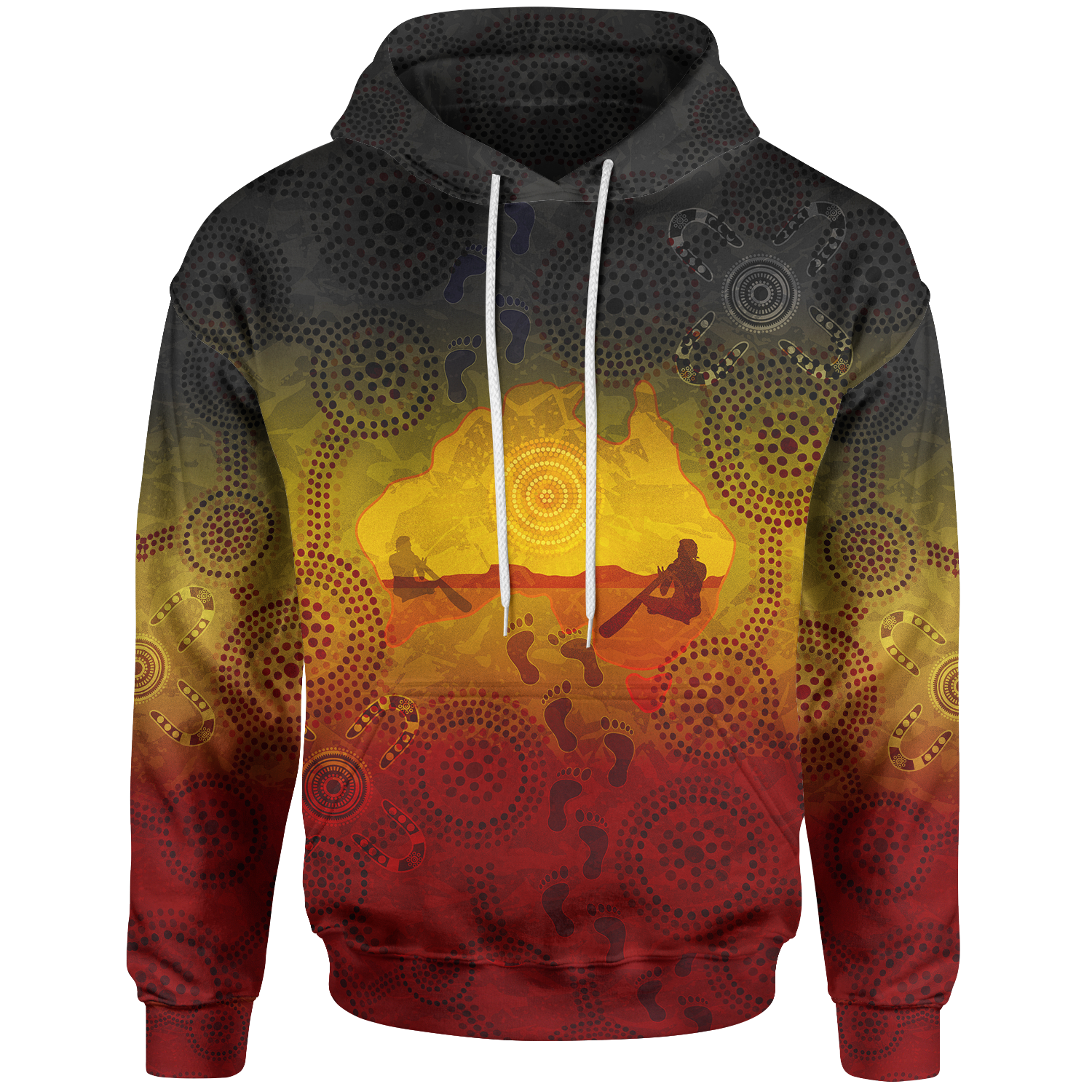 Aboriginal Hoodie, Australian Map with Indigenous Color - Vibe Hoodie Shop