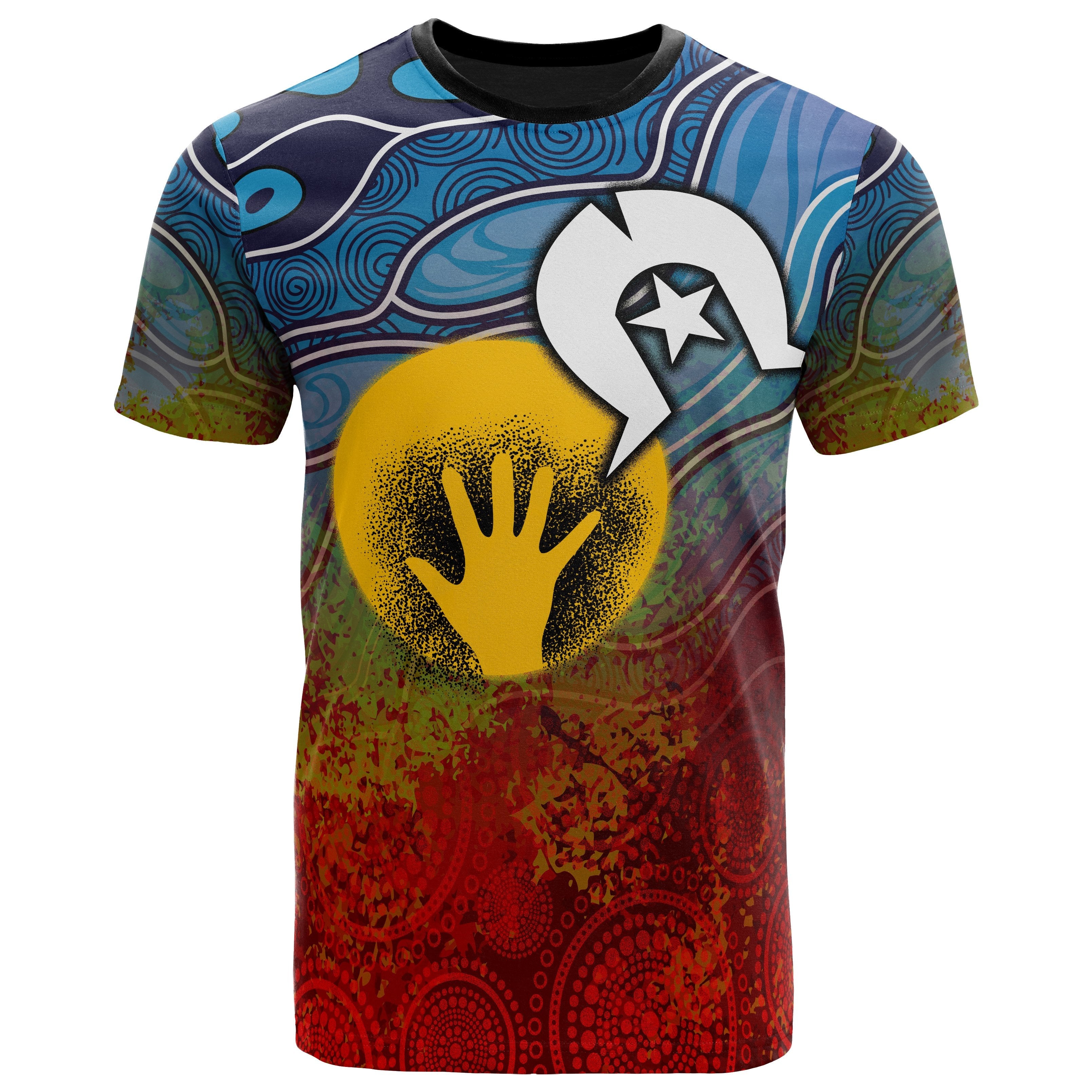 Aboriginal T shirt - Aboriginal and Torres Strait Islanders Flag - Vibe Hoodie Shop