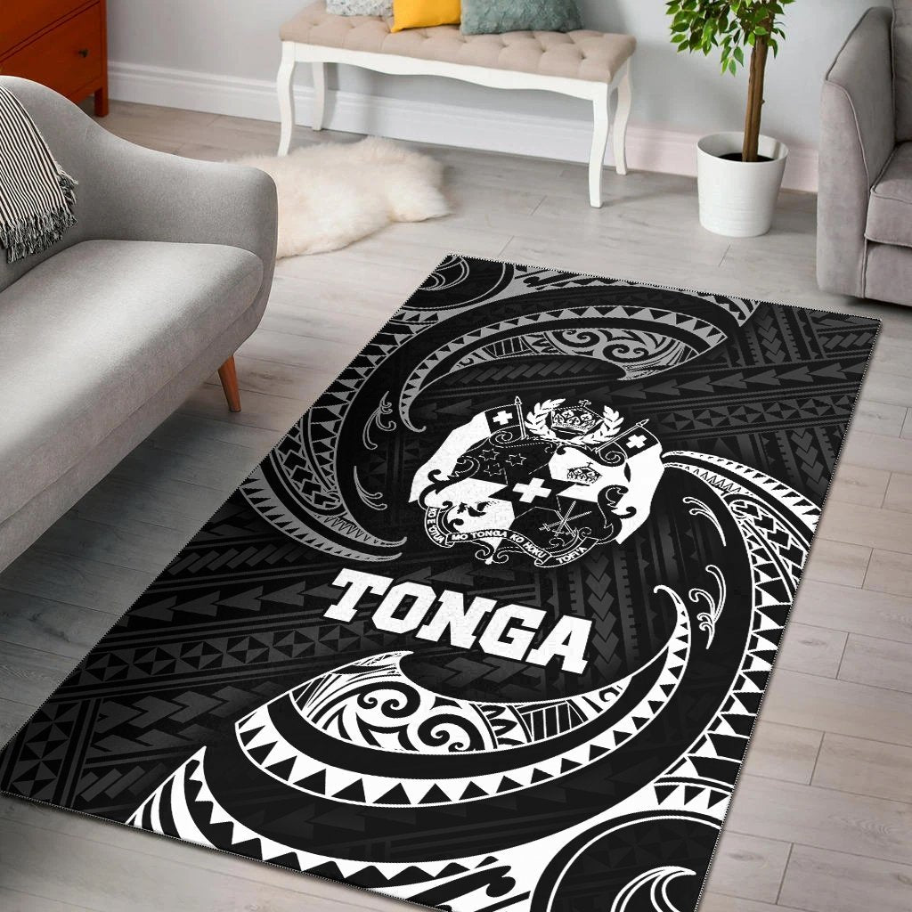 Tonga Polynesian Area Rug - White Tribal Wave - Vibe Hoodie Shop