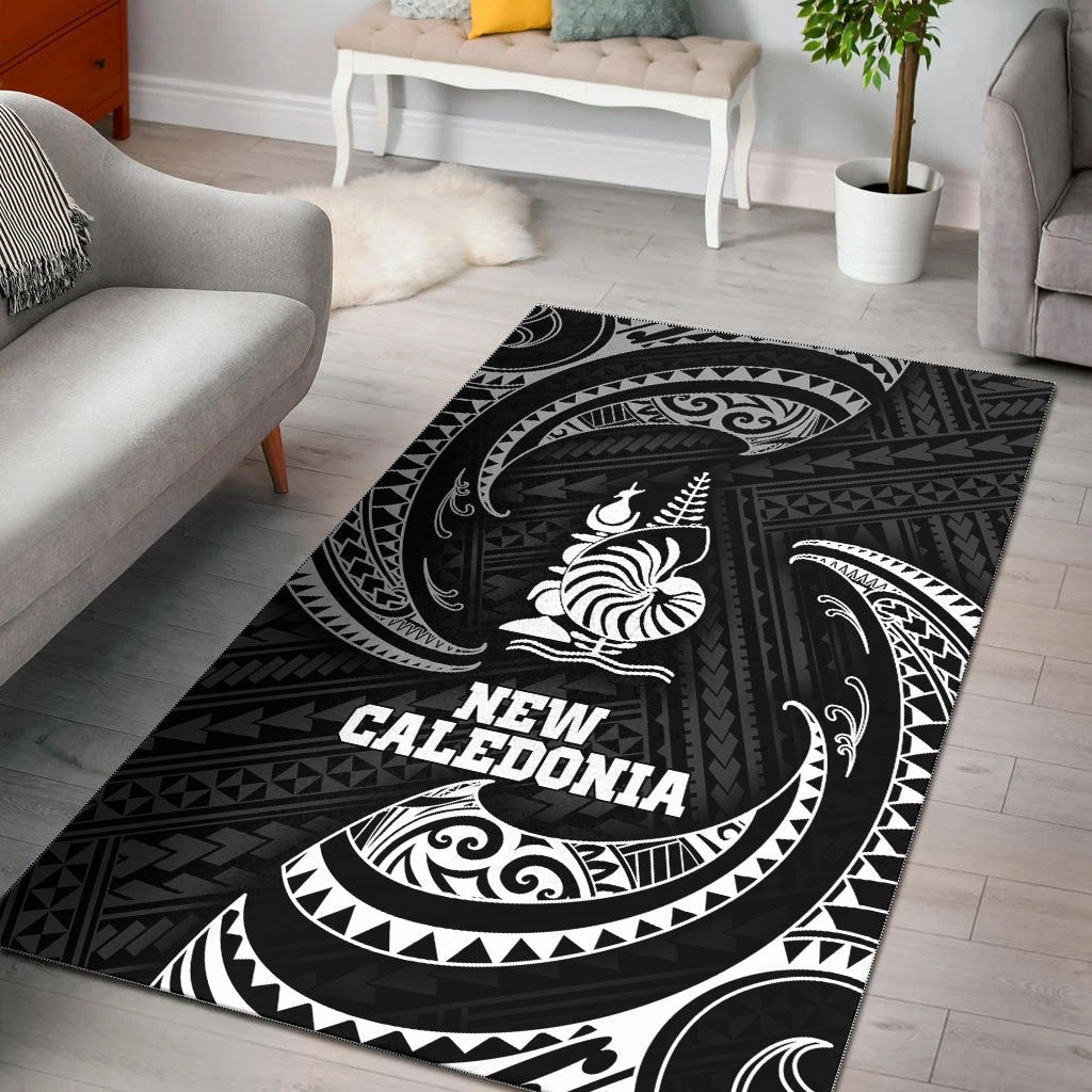 New Caledonia Polynesian Area Rug - White Tribal Wave - Vibe Hoodie Shop