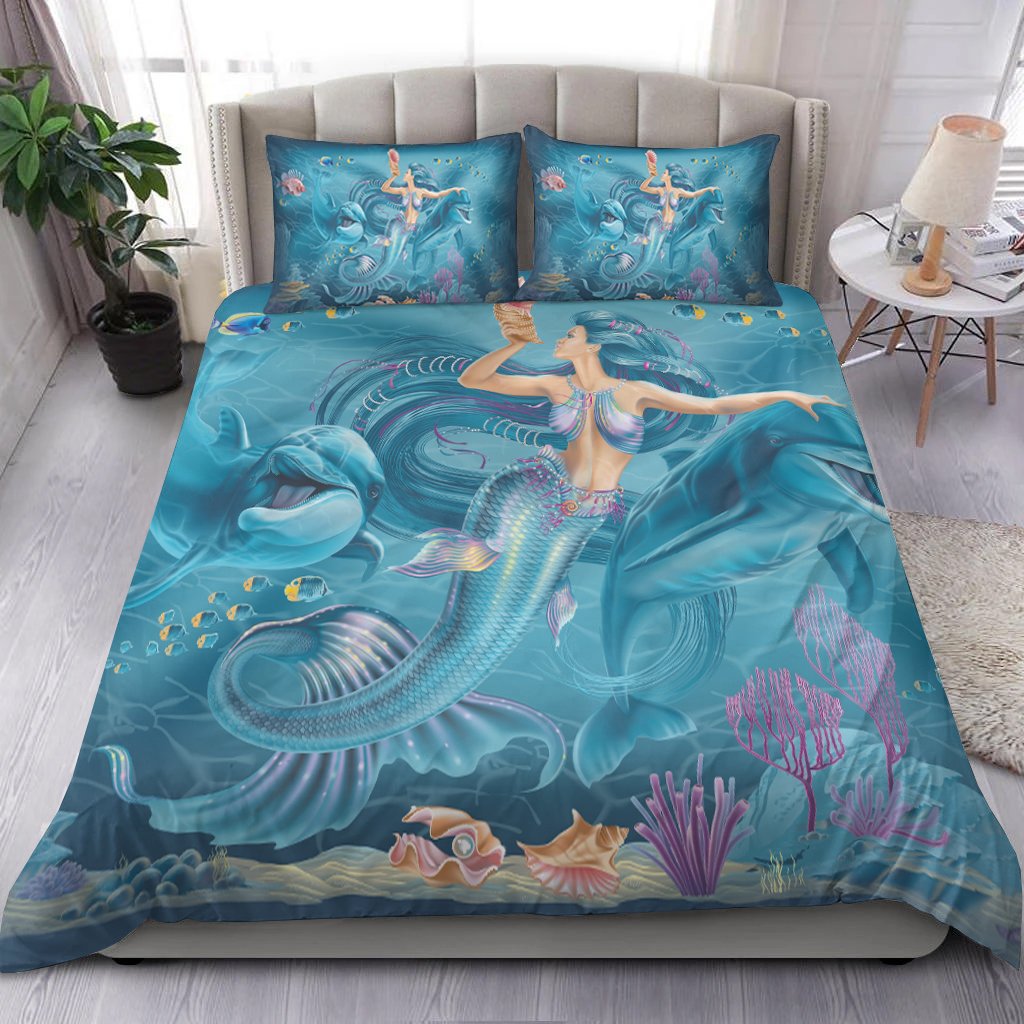 Bedding Set - Australia Beautiful Mermaid With Dolphin - Vibe Hoodie Shop