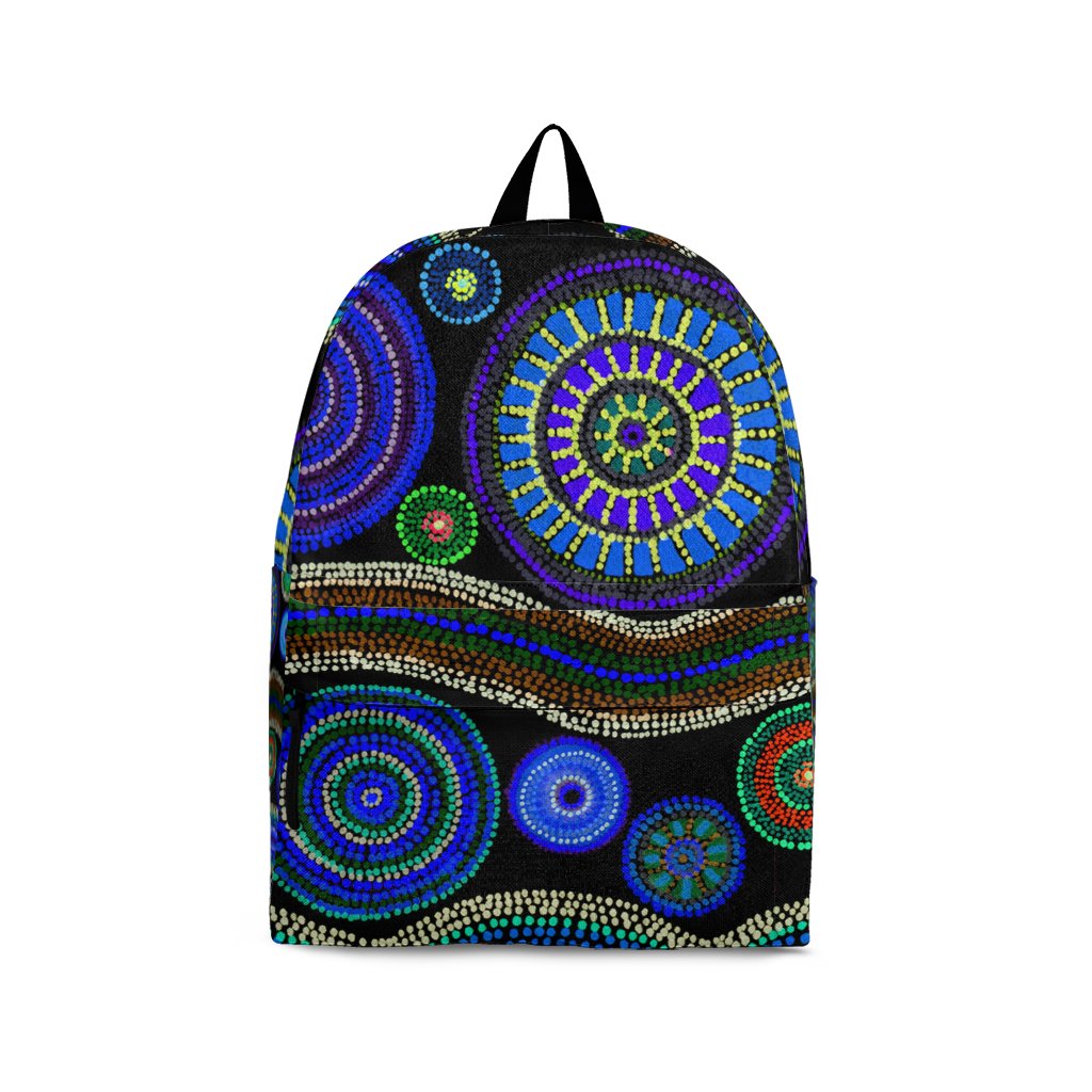 Back Pack - Aboriginal Dot Unique Style Blue - Vibe Hoodie Shop