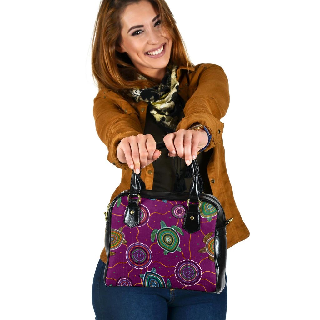 Shoulder HandBag - Aboriginal Turtle Purple Australia Dot Patterns BN17v - Vibe Hoodie Shop