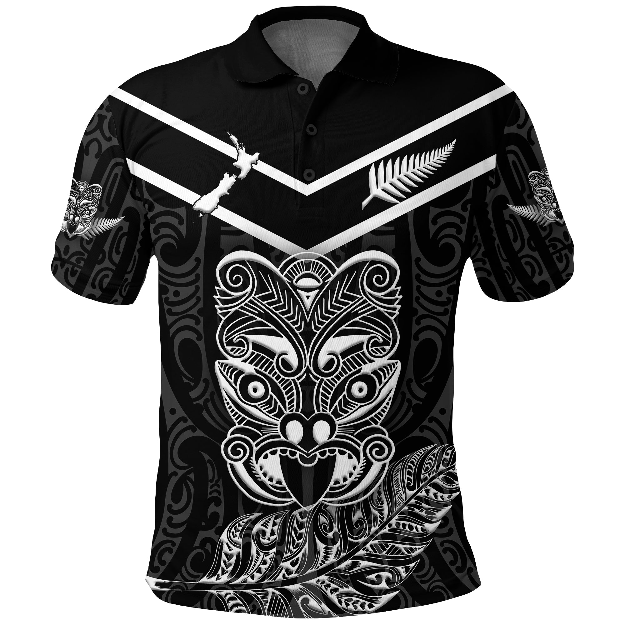 New Zealand Maori Haka Polo Shirt - Silver Fern - - Vibe Hoodie Shop