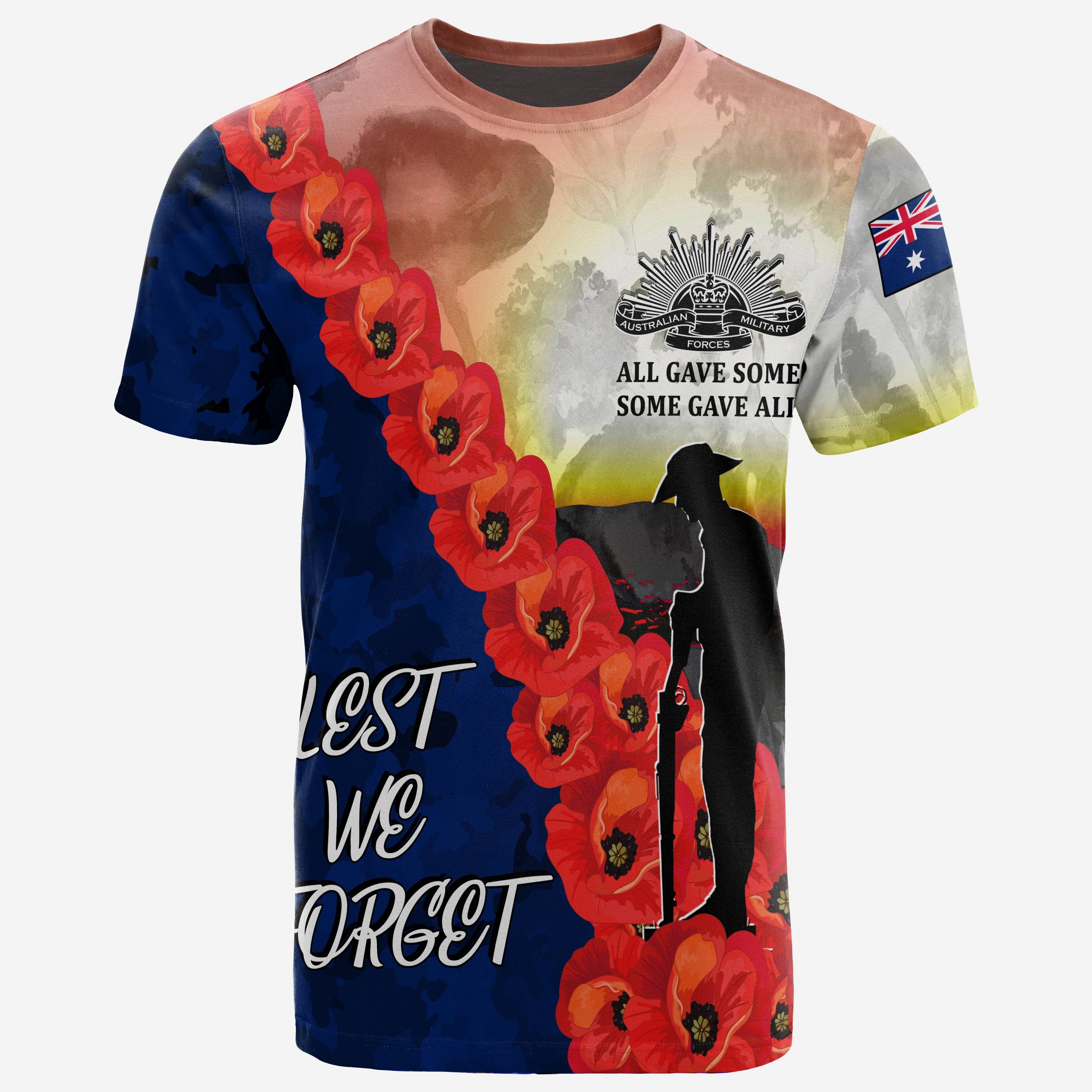 ANZAC Lest We Forget T shirts - All Gave Some, Some Gave All - - Vibe Hoodie Shop