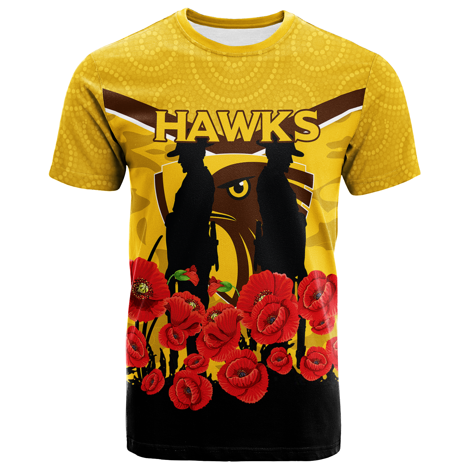 Hawks ANZAC Day T shirt - Indigenous Art - - Vibe Hoodie Shop