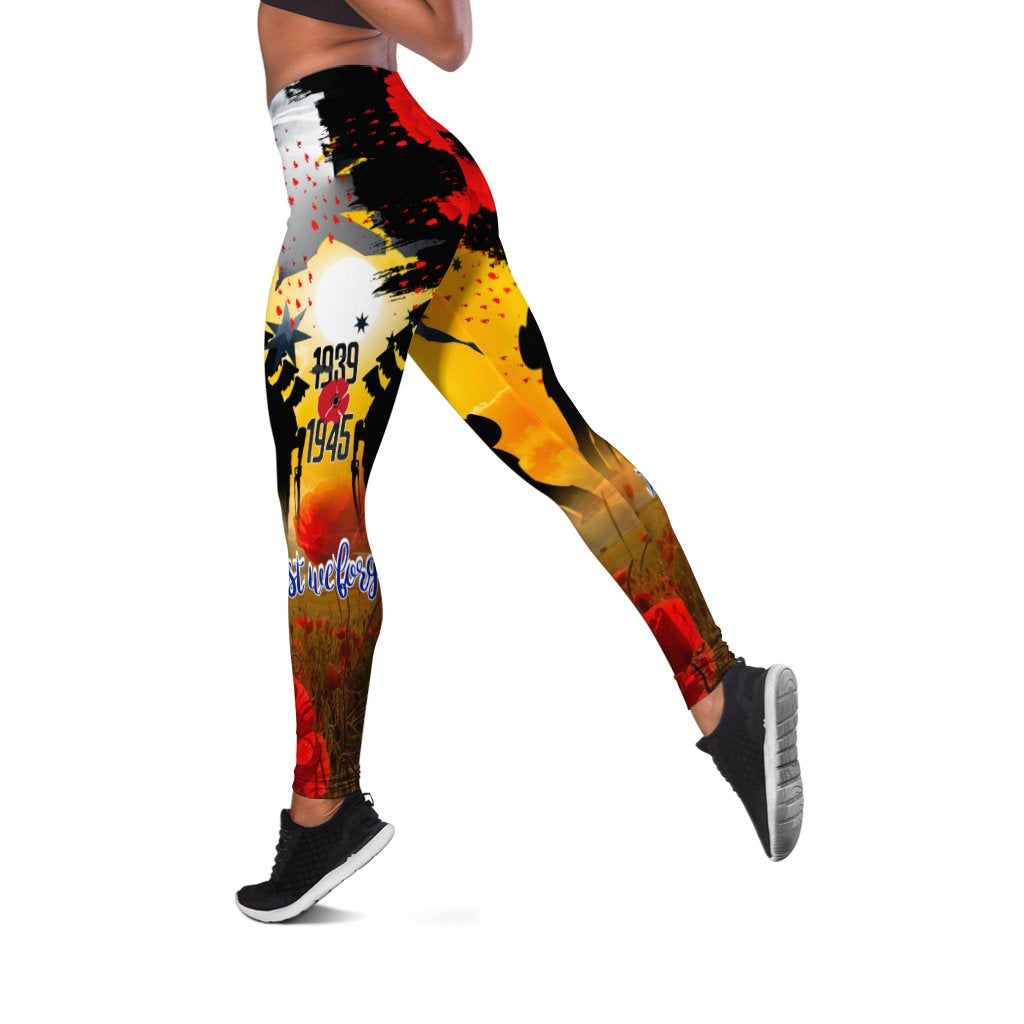 Leggings - ANZAC Day 2021 World War II Commemoration 1939 - 1945 - Vibe Hoodie Shop