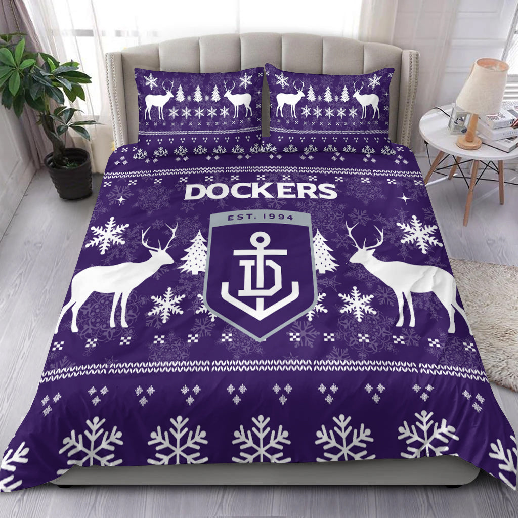 Fremantle Football Club Bedding Set - Christmas Ugly Style - - Vibe Hoodie Shop