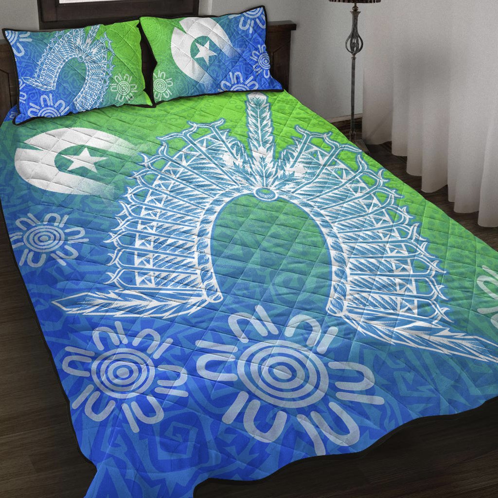 Torres Strait Islanders Quilt Bed Set - Dhari Mask Ocean Style - Vibe Hoodie Shop