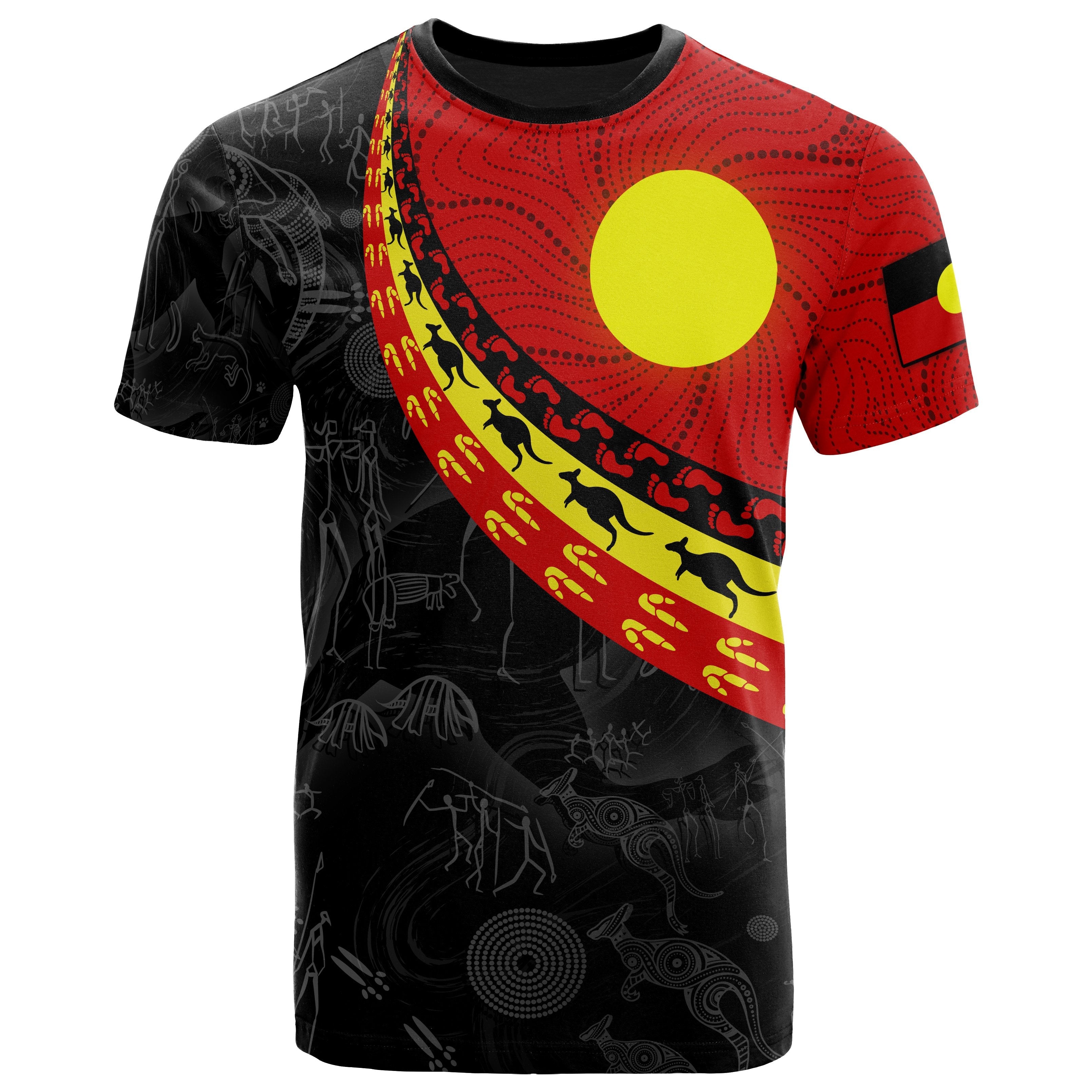 Aboriginal T shirts, Indigenous Flag Circle Dot Painting - Vibe Hoodie Shop