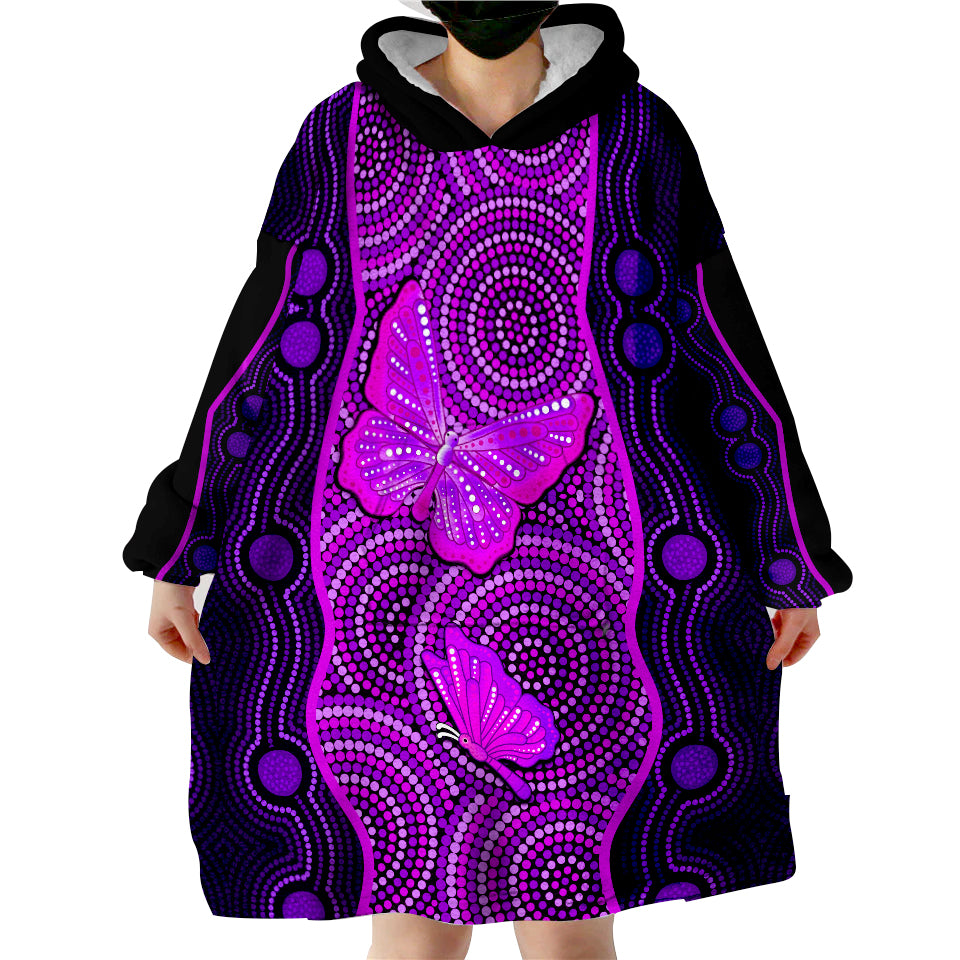 (Custom Personalised) Aboriginal Dot Butterfly Natural Beauty Wearable Blanket Hoodie - Vibe Hoodie Shop