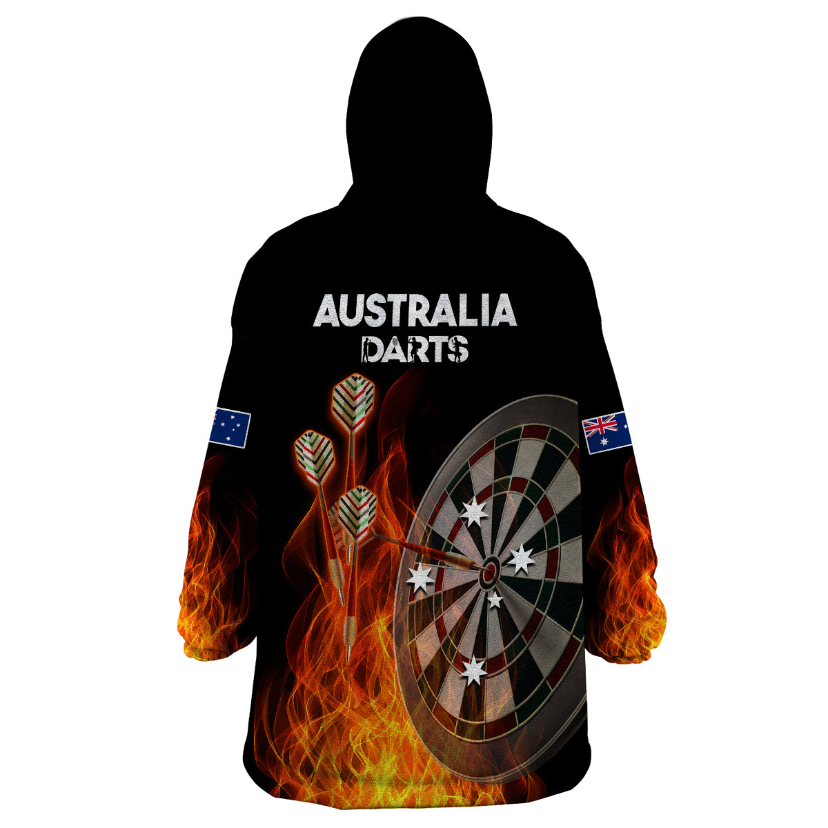 Australia Darts Fire Burning Black Style Wearable Blanket Hoodie - Vibe Hoodie Shop