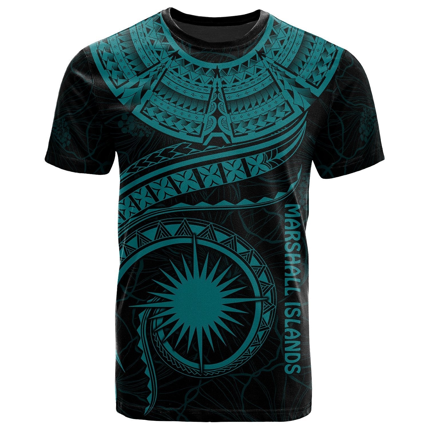 Marshall Islands Polynesian T shirt - Marshall Islands Waves (Turquoise) - Vibe Hoodie Shop