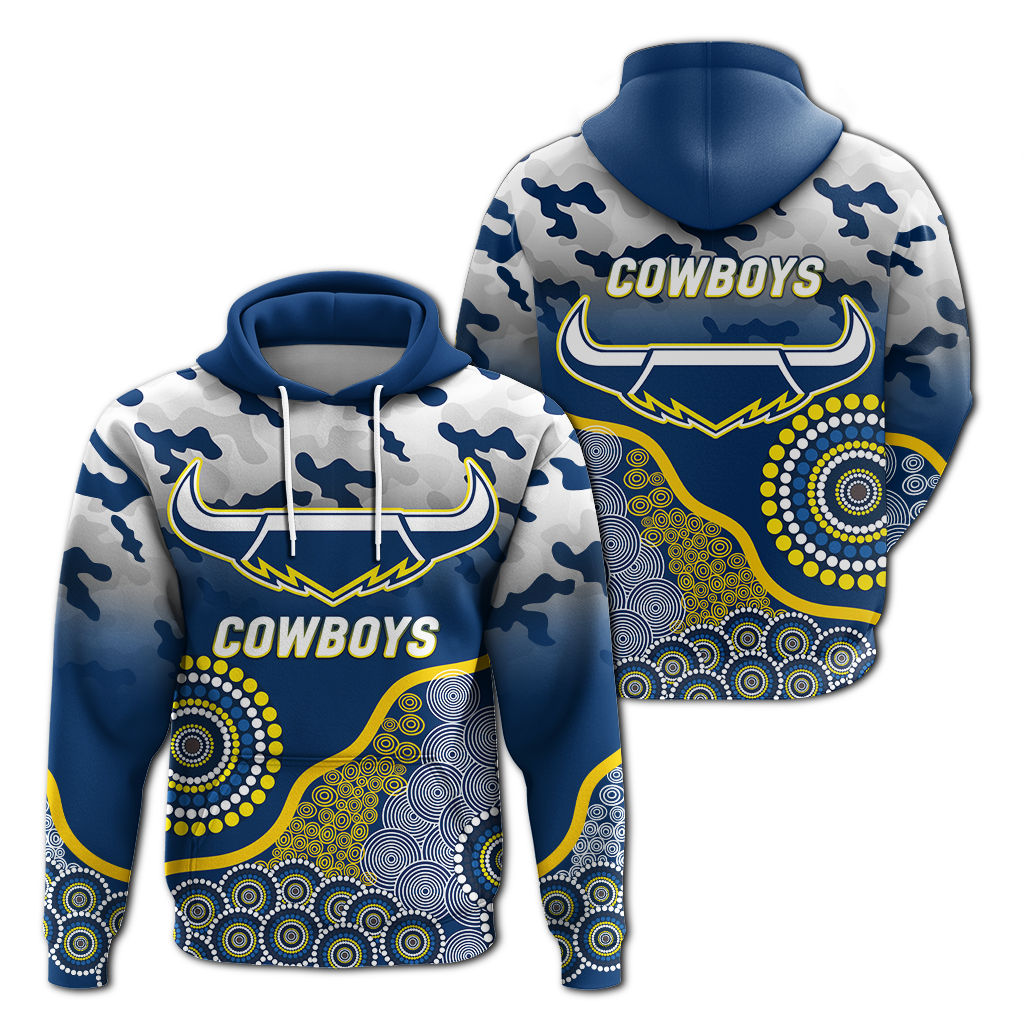 Cowboys Rugby ANZAC Day Camouflage Indigenous Art Hoodie - LT12 - Vibe Hoodie Shop