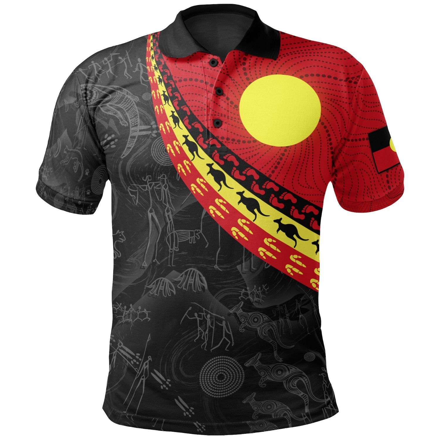 Aboriginal Polo Shirts, Indigenous Flag Circle Dot Painting - Vibe Hoodie Shop