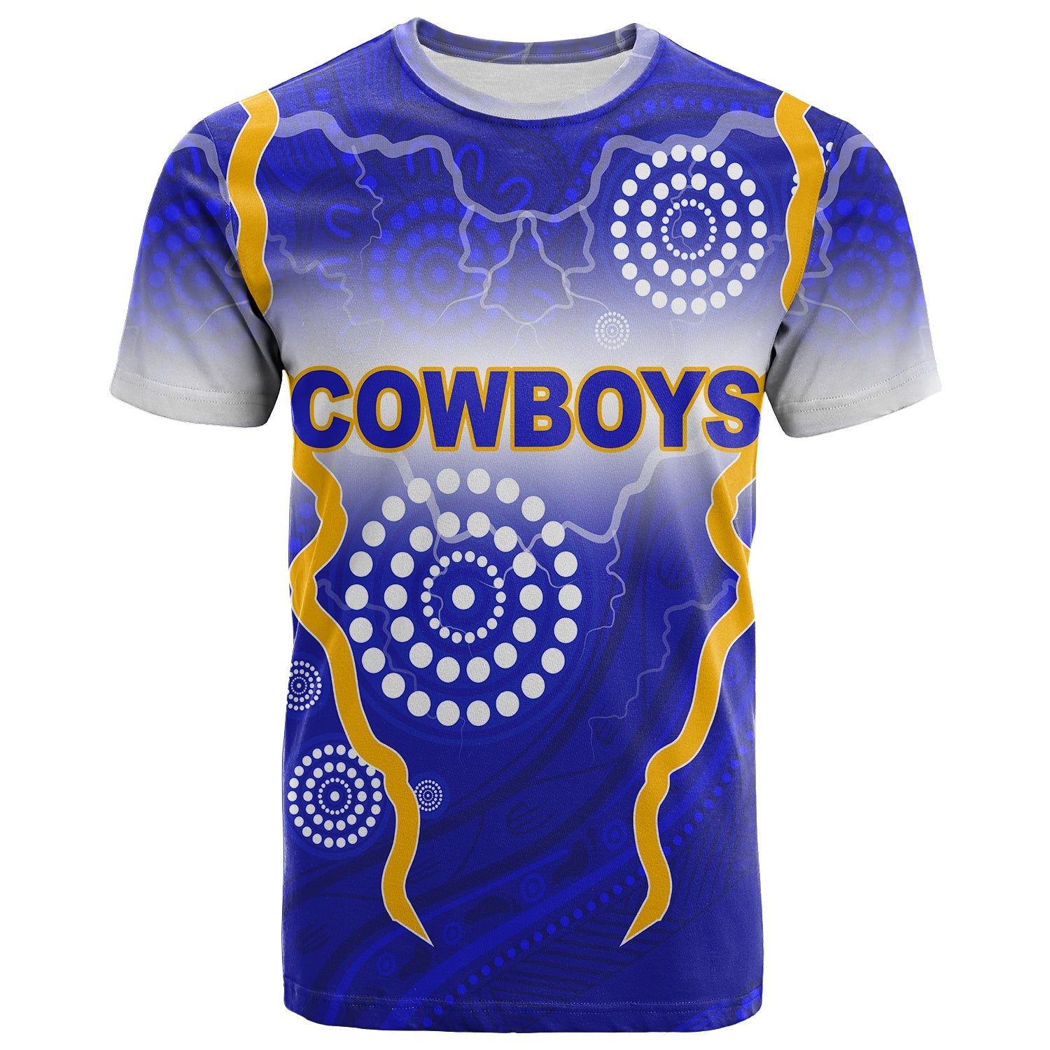 Anmatjere Cowboys Mix Aboriginal Blue T shirt - LT20 - Vibe Hoodie Shop