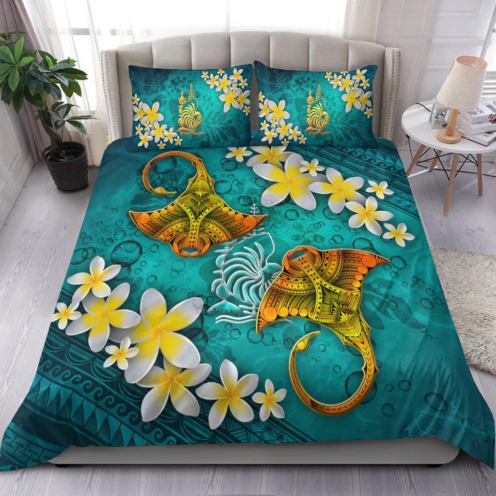 New Caledonia Polynesian Bedding Set - Manta Ray Ocean - Vibe Hoodie Shop