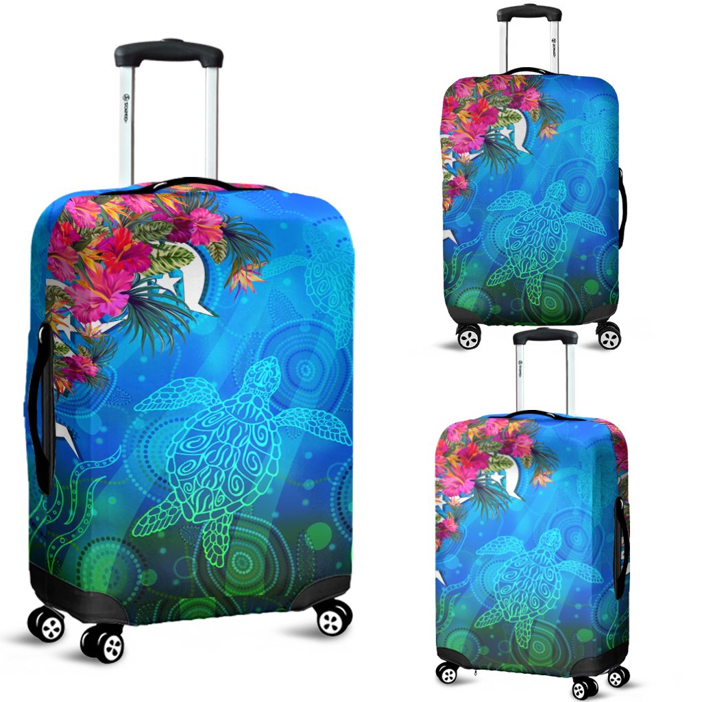 Luggage Cover - Torres Strait Blue Sea With Hibiscus - Vibe Hoodie Shop