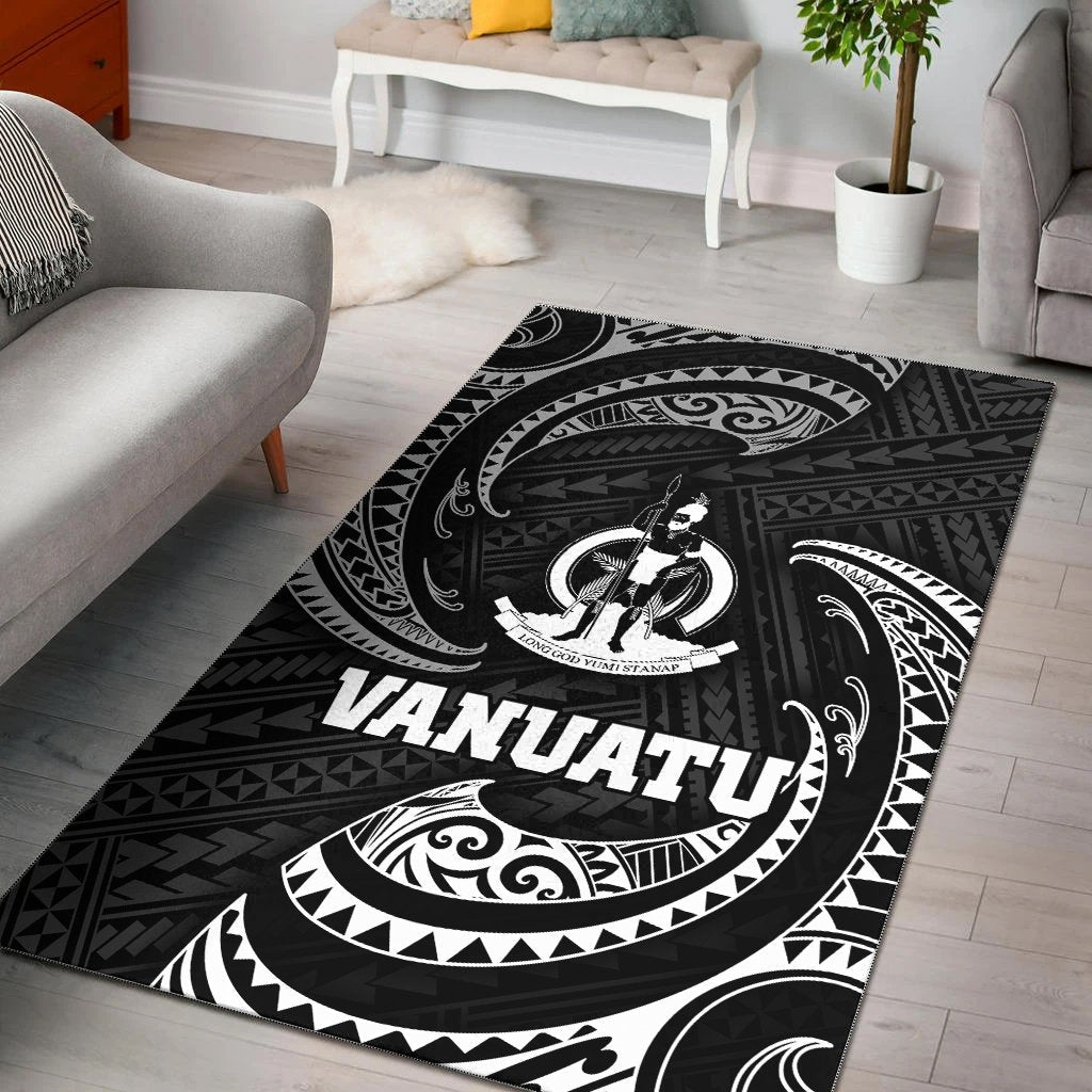 Vanuatu Polynesian Area Rug - White Tribal Wave - Vibe Hoodie Shop