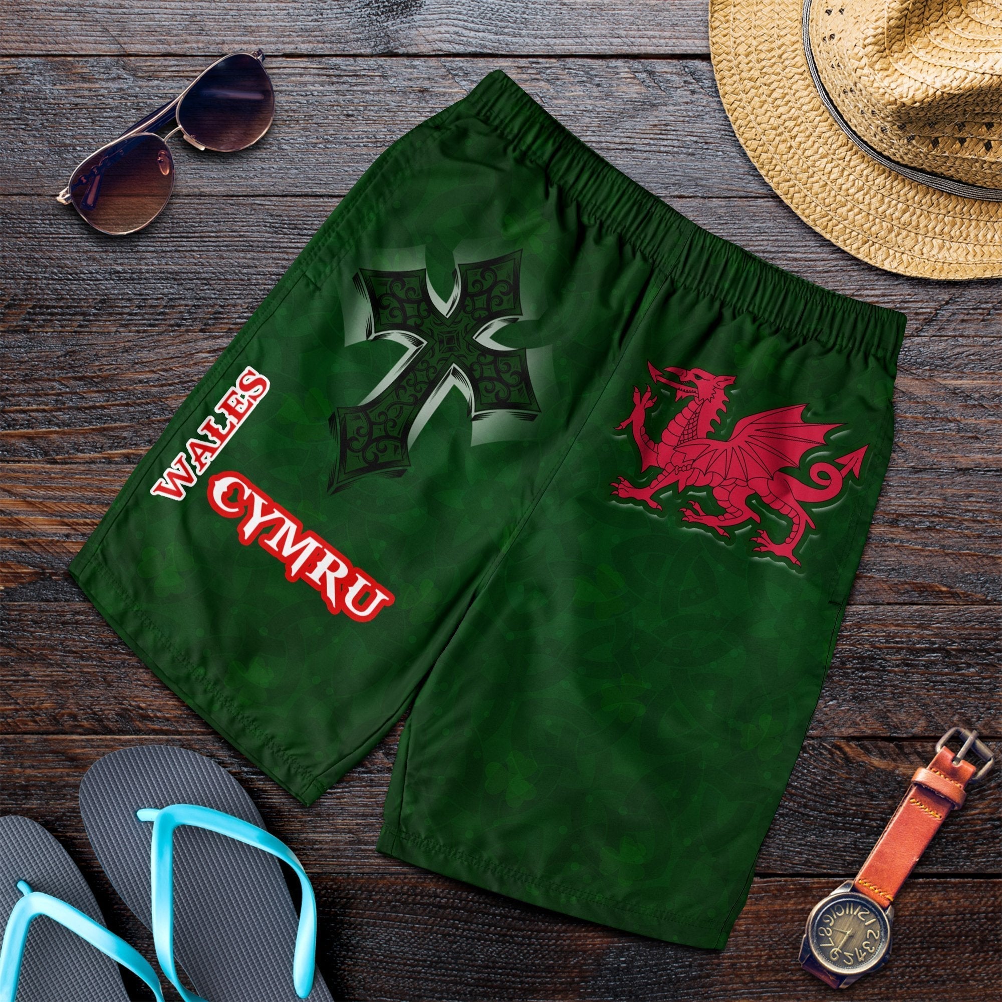 Wales Men's Short - Wales Cymru Celtic Cross - Vibe Hoodie Shop