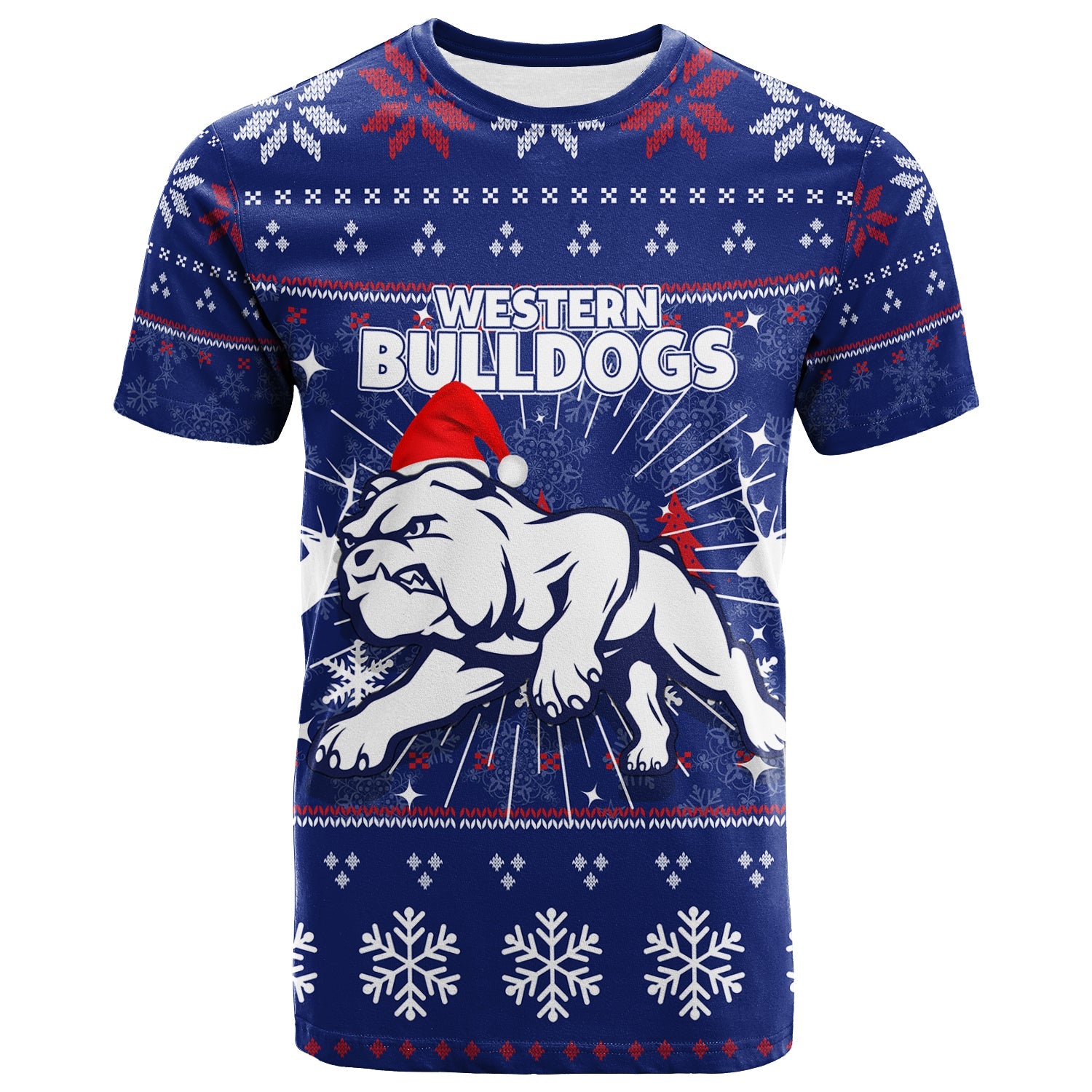 Western Bulldogs T shirt - Christmas Ugly Style - - Vibe Hoodie Shop