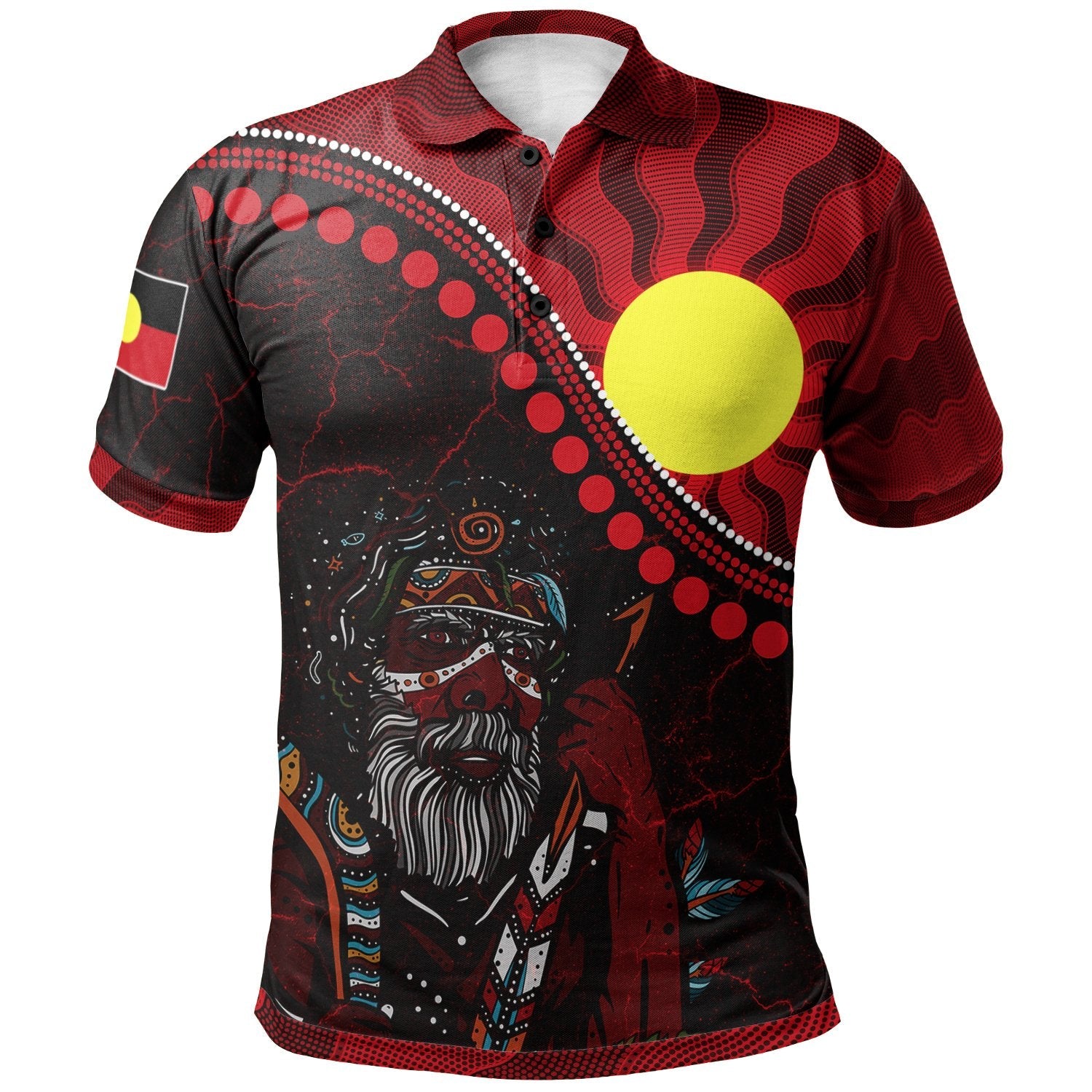 Aboriginal Polo Shirts - Indigenous People And Sun - Vibe Hoodie Shop