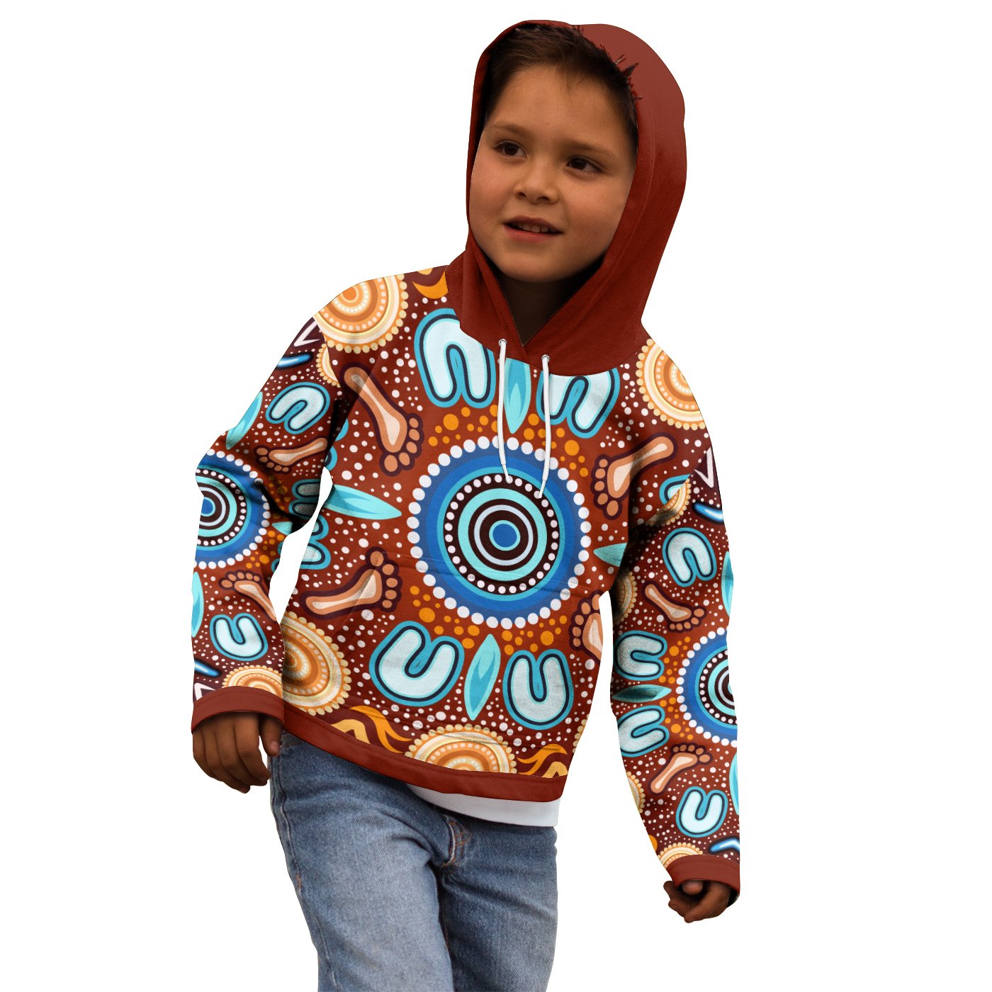 Aboriginal Hoodie Kids - Indigenous Circle Dot Painting Ver02 - Vibe Hoodie Shop