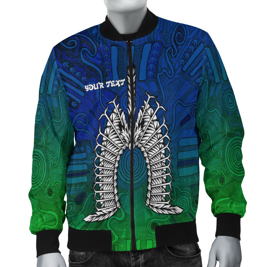 (Custom Text) Torres Strait Islanders Men's Bomber Jacket - Dhari Mask - Vibe Hoodie Shop