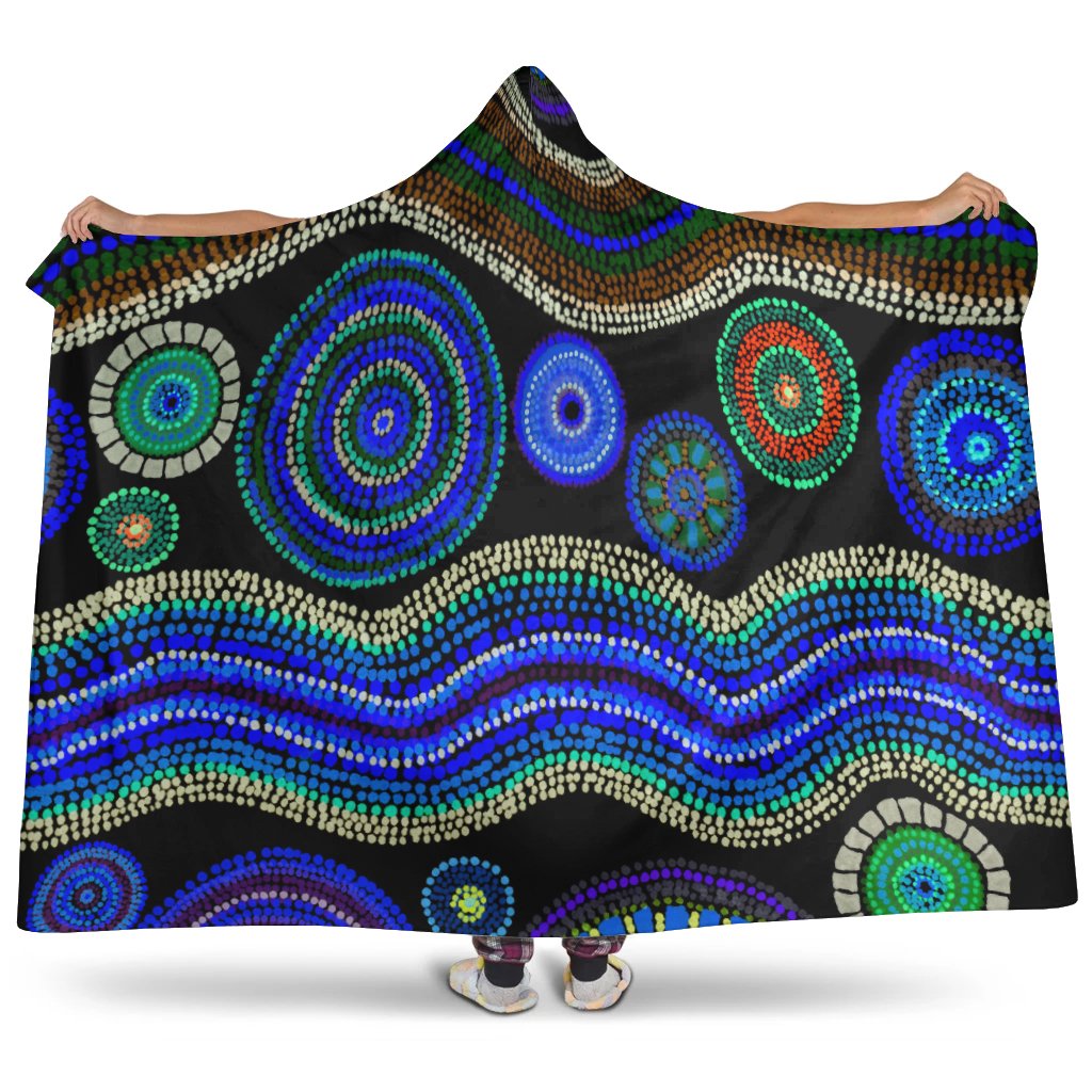hoodie-blanket-aboriginal-dot-unique-style-blue
