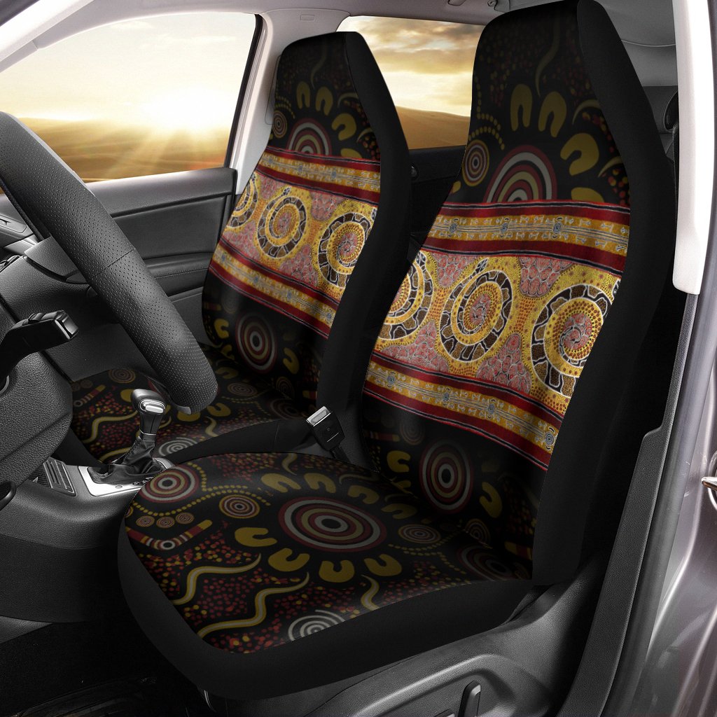 Aboriginal Car Saet Cover - Snake Dot Panting Art - Vibe Hoodie Shop