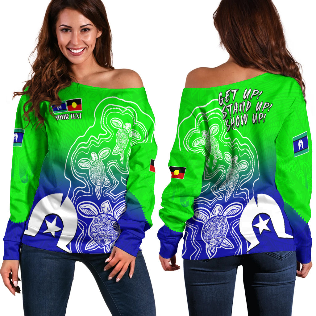 (Custom Personalised) NAIDOC Week 2022 Women Off Shoulder Sweater Torres Strait Islanders with Aboriginal Turtles - Vibe Hoodie Shop