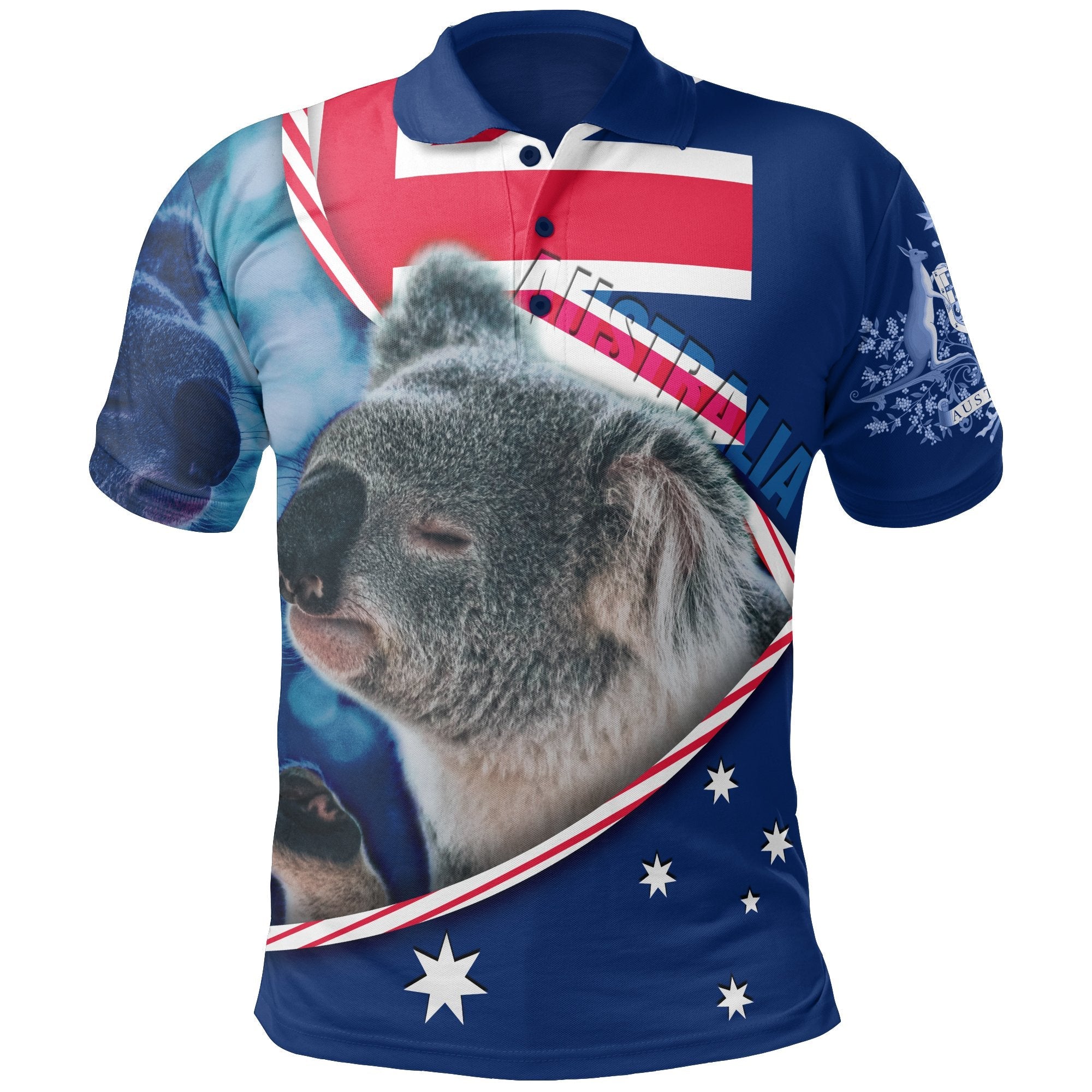 Polo Shirt - Australia Flag and Coat Of Arms Shirts Koala 3D - Vibe Hoodie Shop