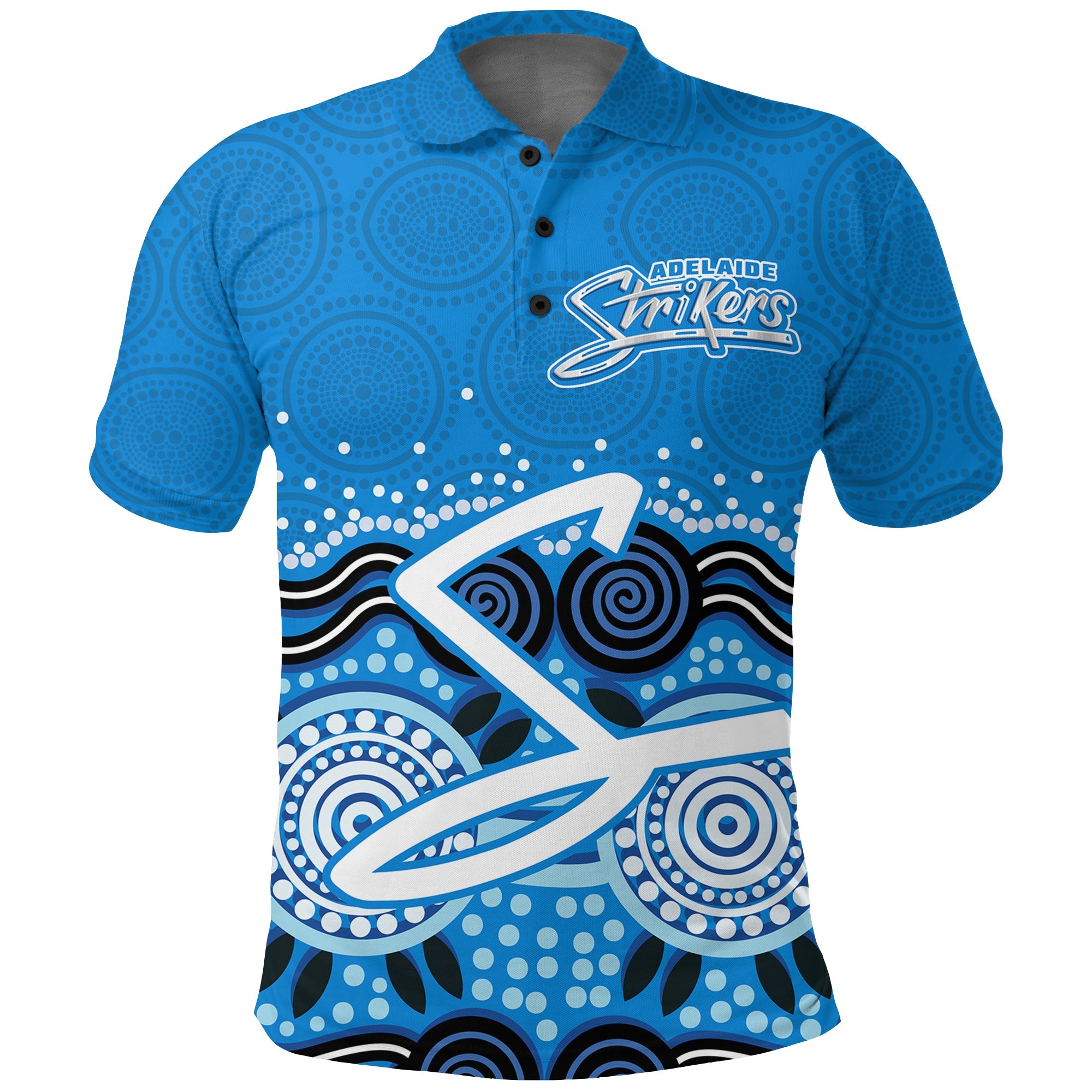 Adelaide Strikers Polo Shirt - Aboriginal Style Of Dot - - Vibe Hoodie Shop