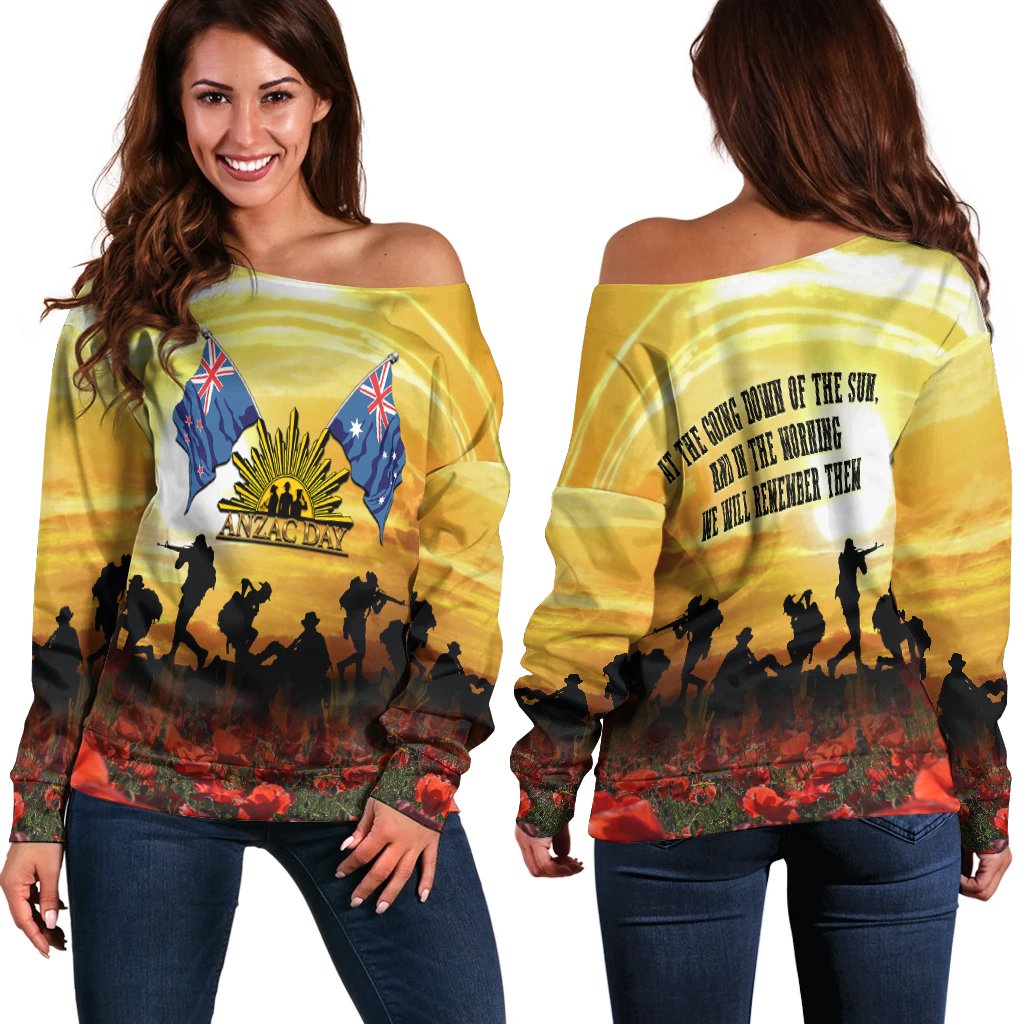 ANZAC Women's Off Shoulder Sweater - Australian and New Zealand Army Corps - Vibe Hoodie Shop