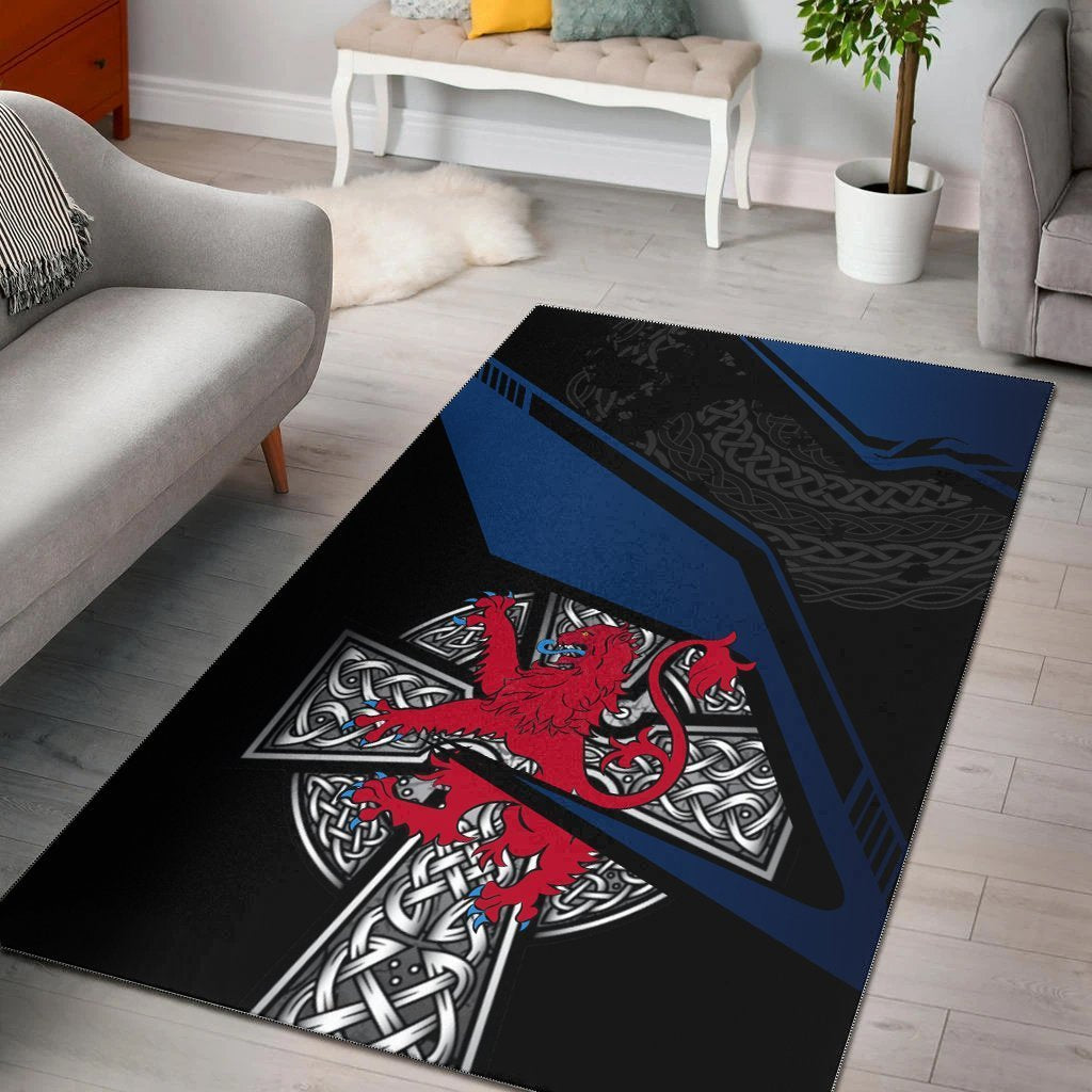 Scotland Celtic Area Rug - Celtic Cross and Lion - Vibe Hoodie Shop