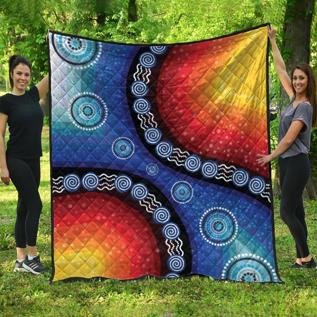 Quilts - Aboriginal Color Dot Painting - Vibe Hoodie Shop