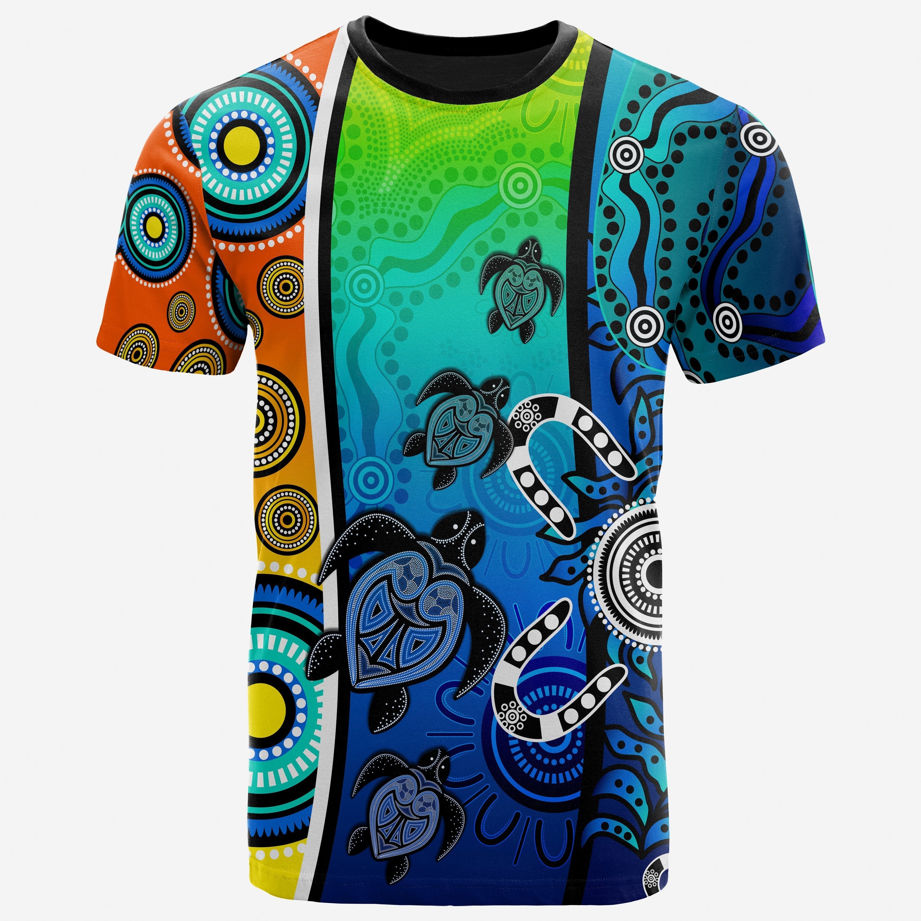 Aboriginal T shirts - Indigenous Turtle Dot Painting Art - Vibe Hoodie Shop