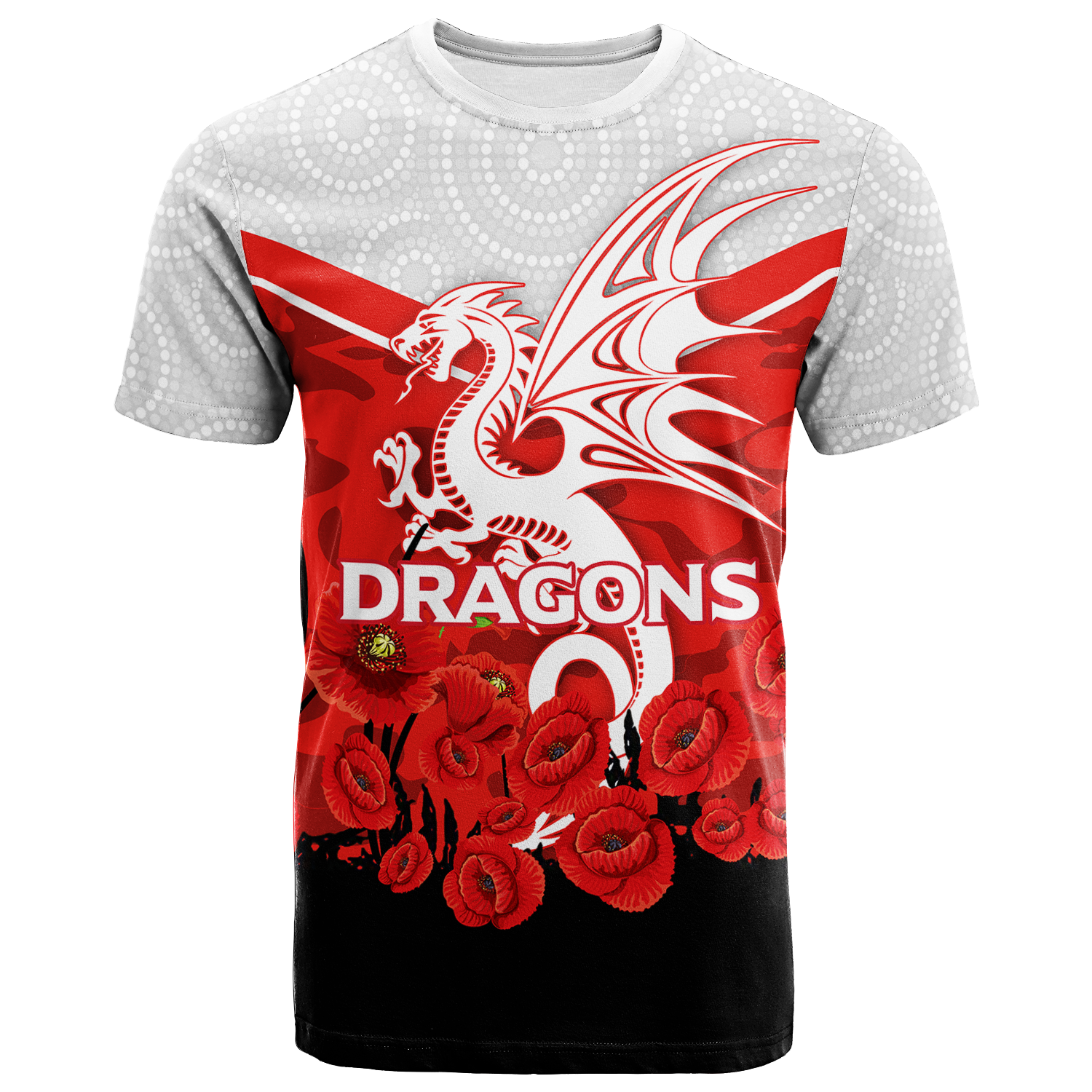Dragons ANZAC Day T shirt - Indigenous Art - - Vibe Hoodie Shop