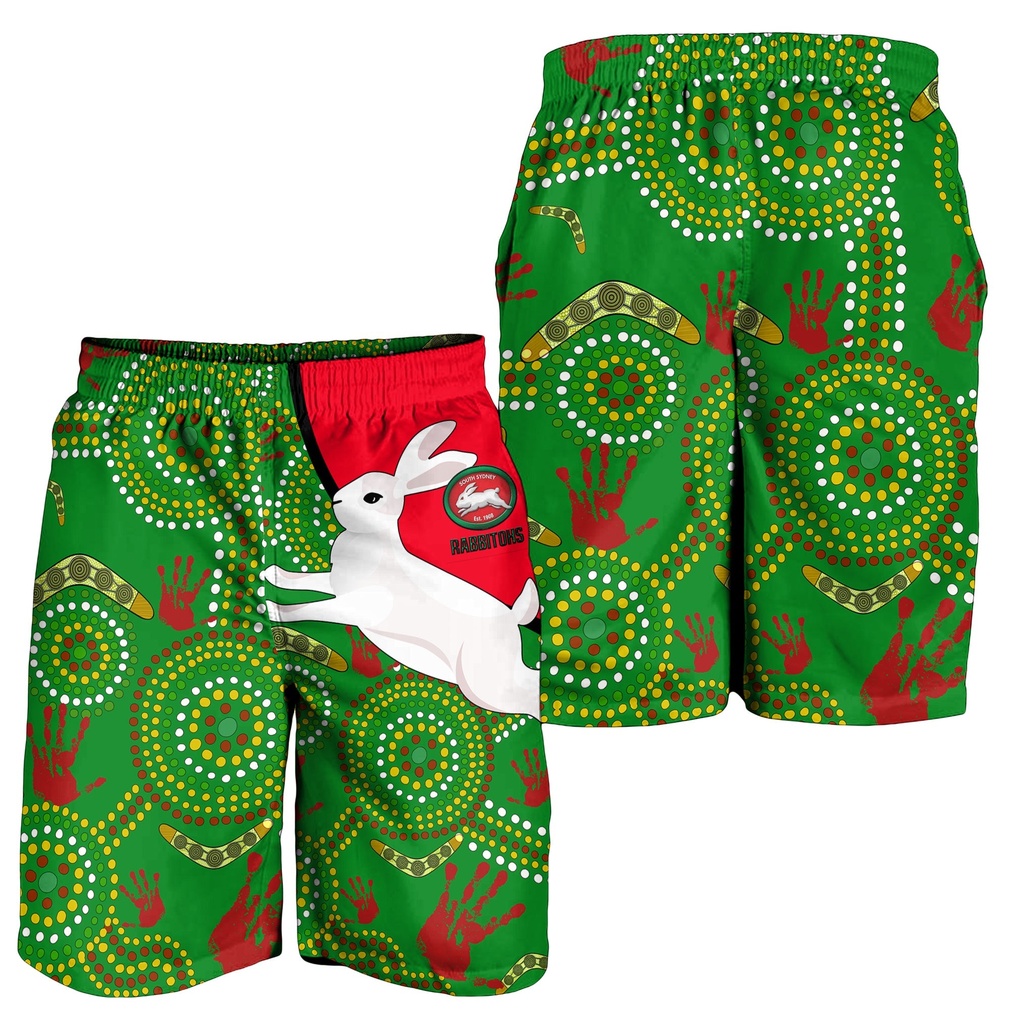 Australia Rabbitohs Men's Short - NAIDOC Pattern With Rabbits - LT20 - Vibe Hoodie Shop