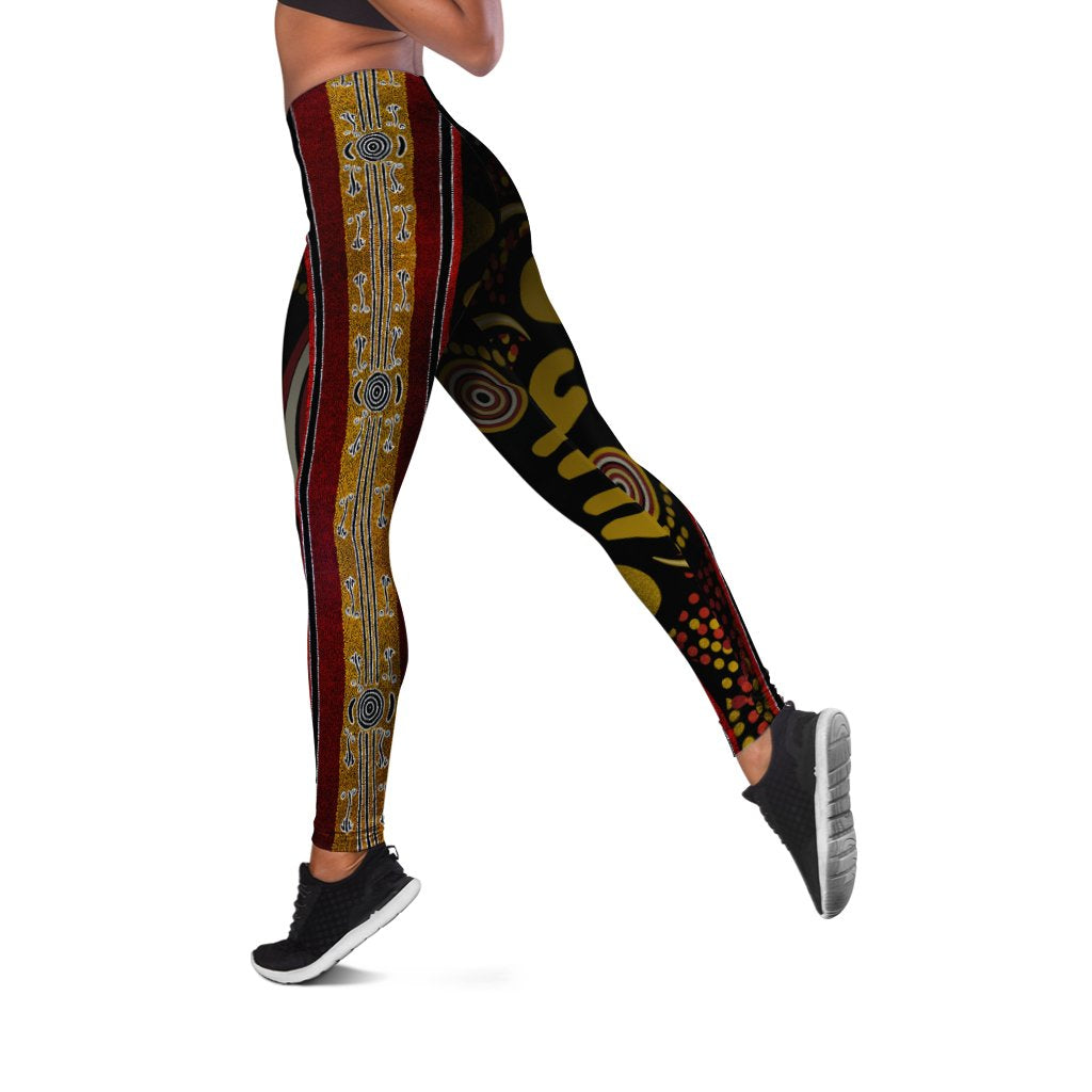 Leggings - Aboriginal Dot Panting Art Stripe Lines - Vibe Hoodie Shop