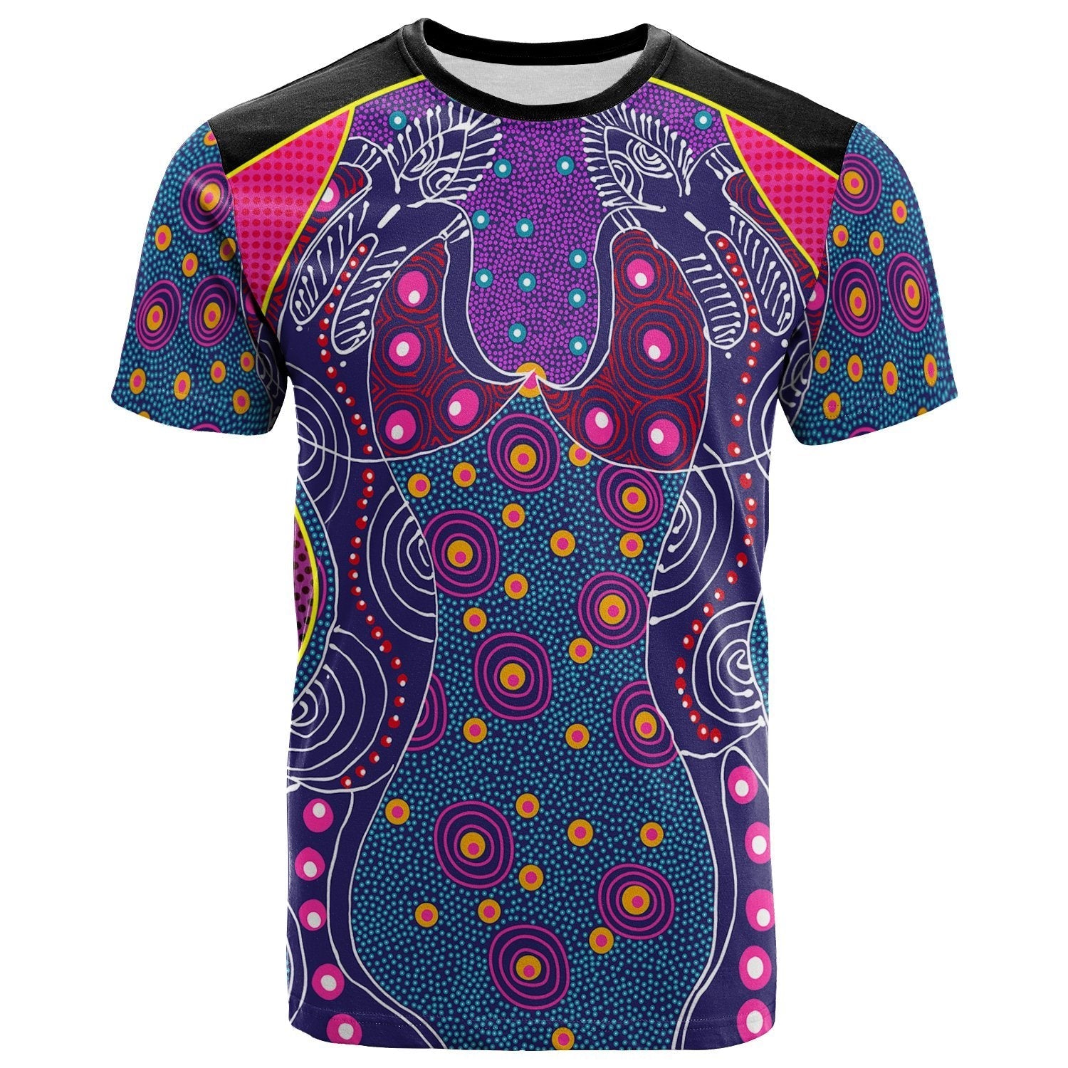 T shirt - Aboriginal Sublimation Dot Pattern Style (Violet) - Vibe Hoodie Shop