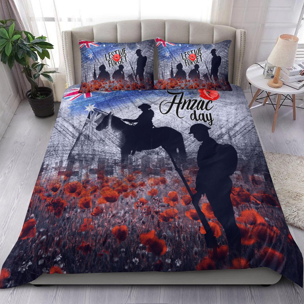 ANZAC Day Bedding Set - Lest We Forget Vintage Poppies - Vibe Hoodie Shop