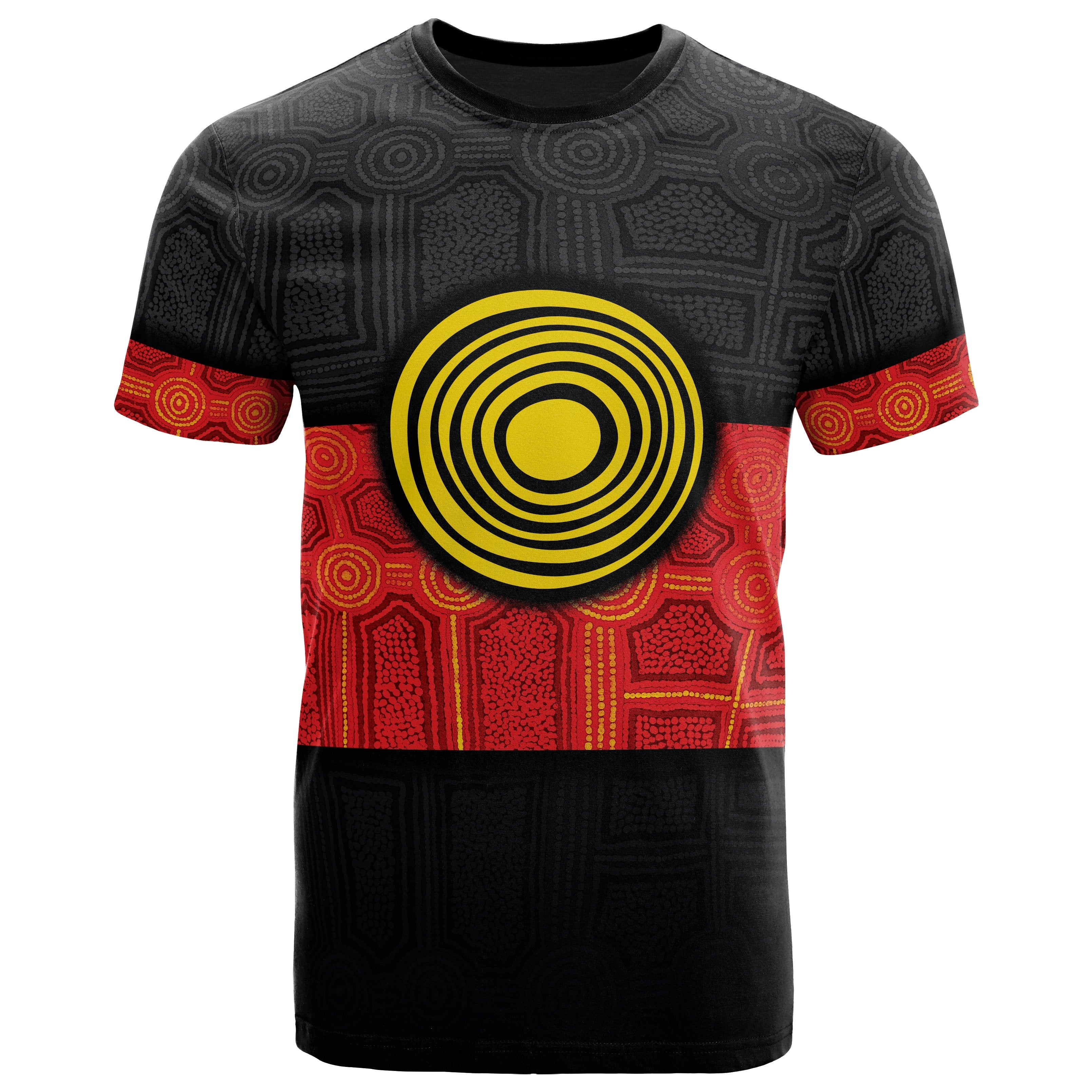 Aboriginal T shirt - Aussie Indigenous Flag - Vibe Hoodie Shop