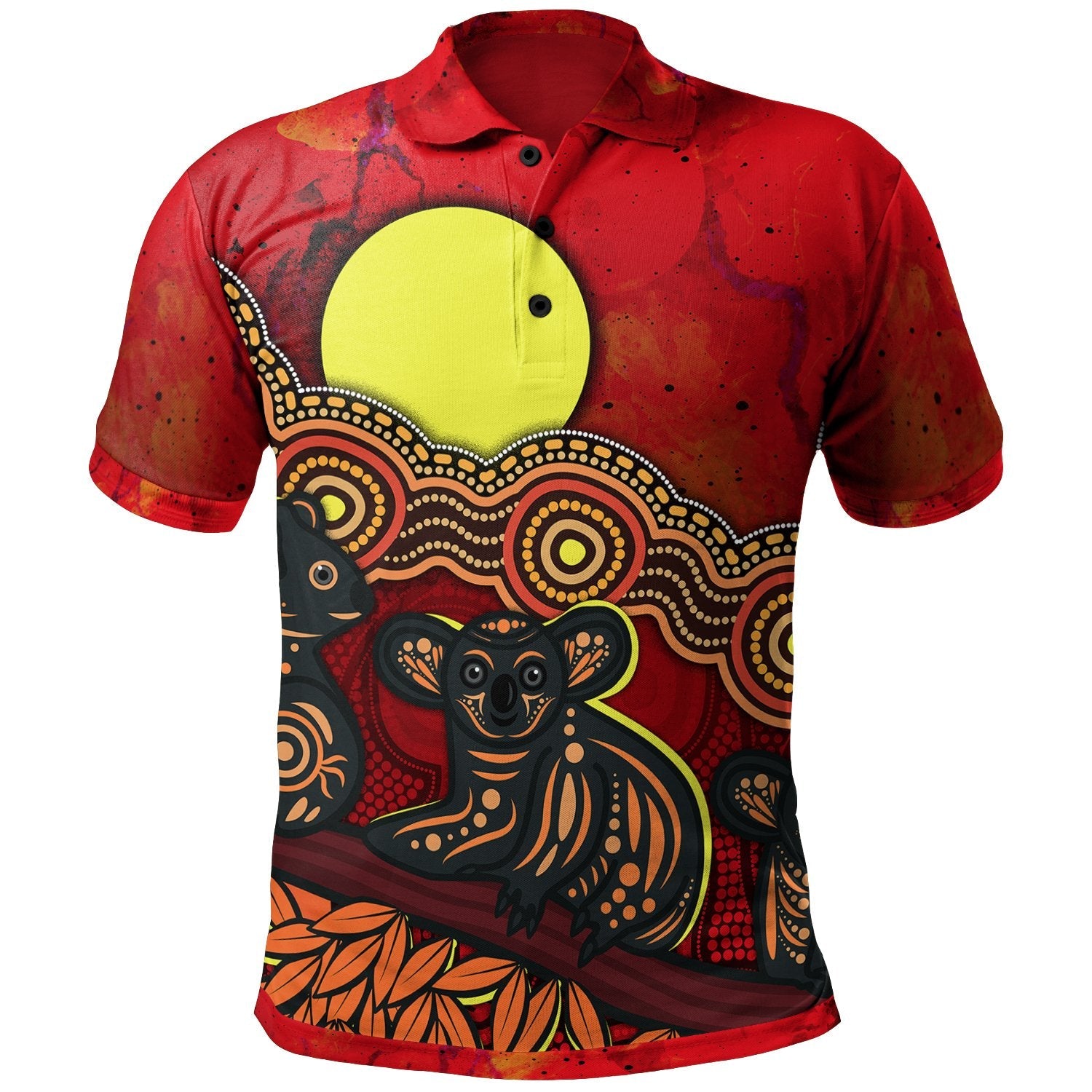 Aboriginal Polo Shirt - Australian Indigenous Koala - Vibe Hoodie Shop