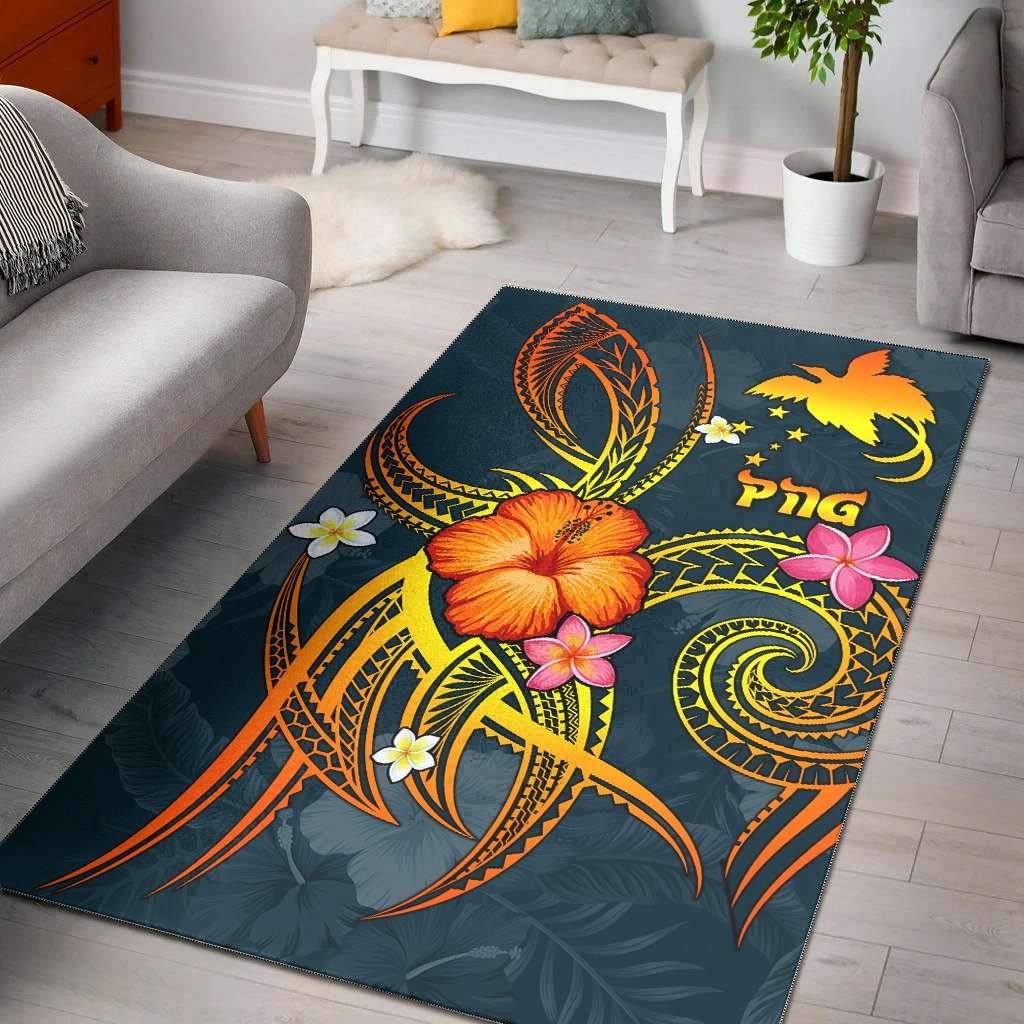 Papua New Guinea Polynesian Area Rug - Legend of Papua New Guinea (Blue) - Vibe Hoodie Shop