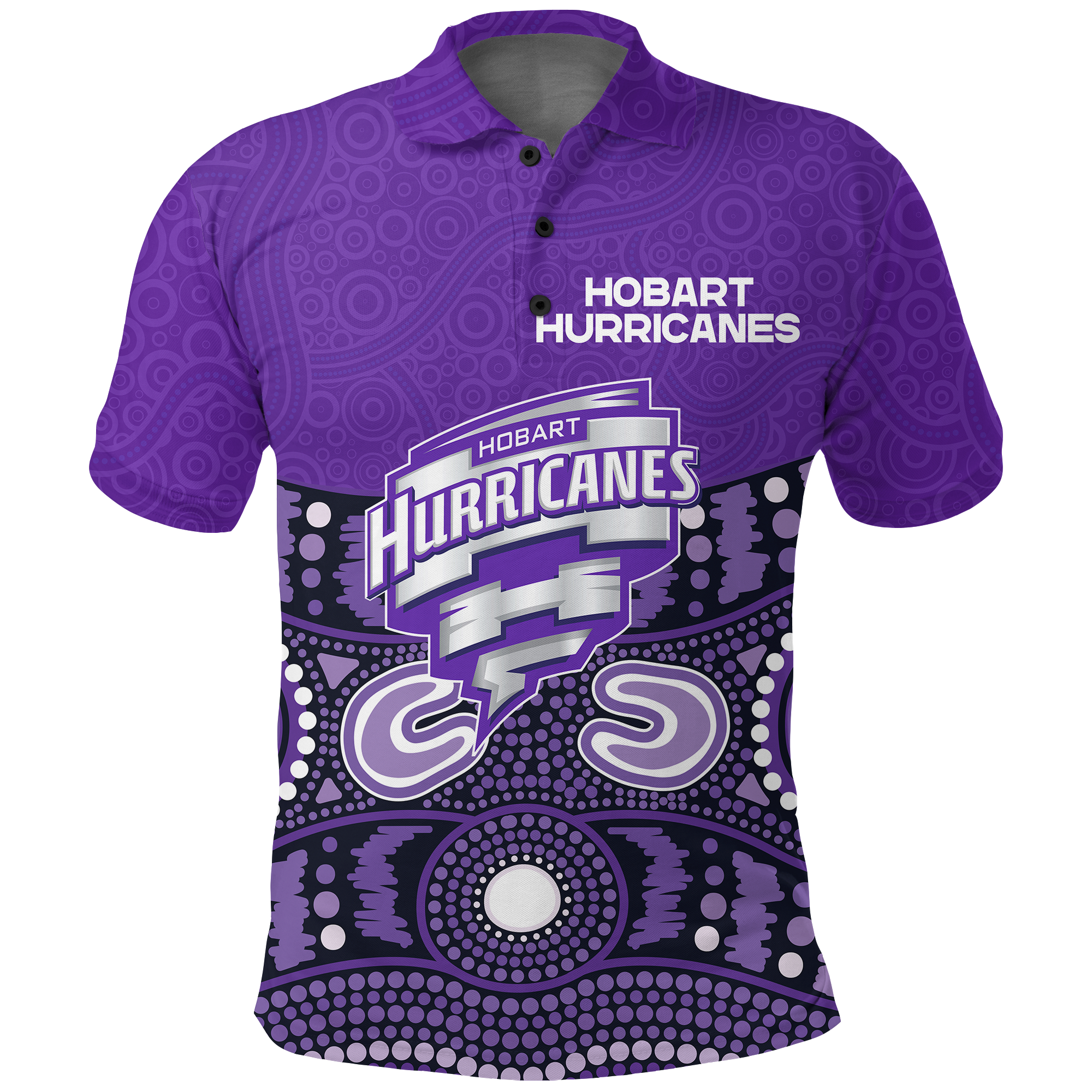 Hobart Hurricanes Polo Shirt - Aboriginal Style Of Dot - - Vibe Hoodie Shop