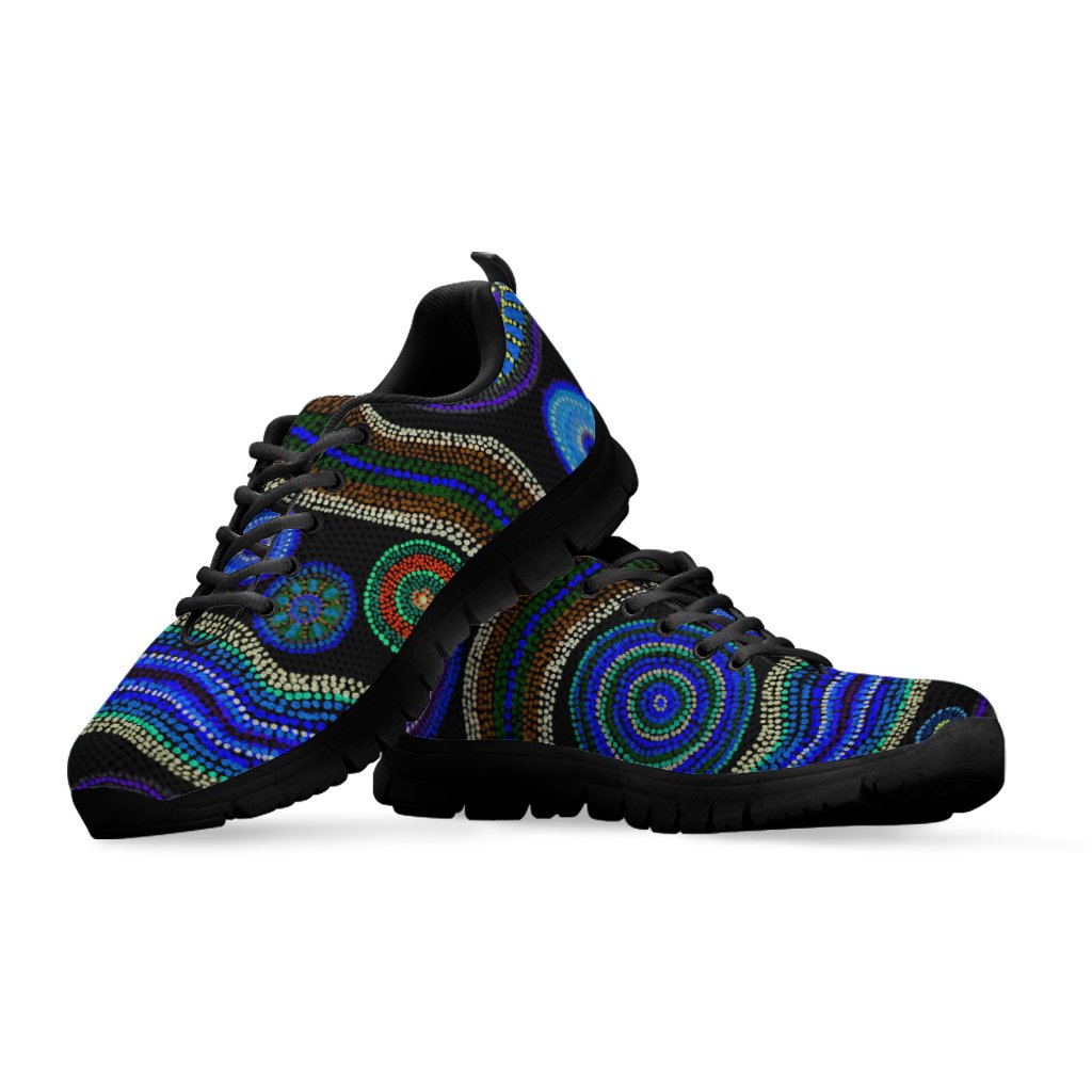 Sneakers - Aboriginal Dot Unique Style Blue - Vibe Hoodie Shop