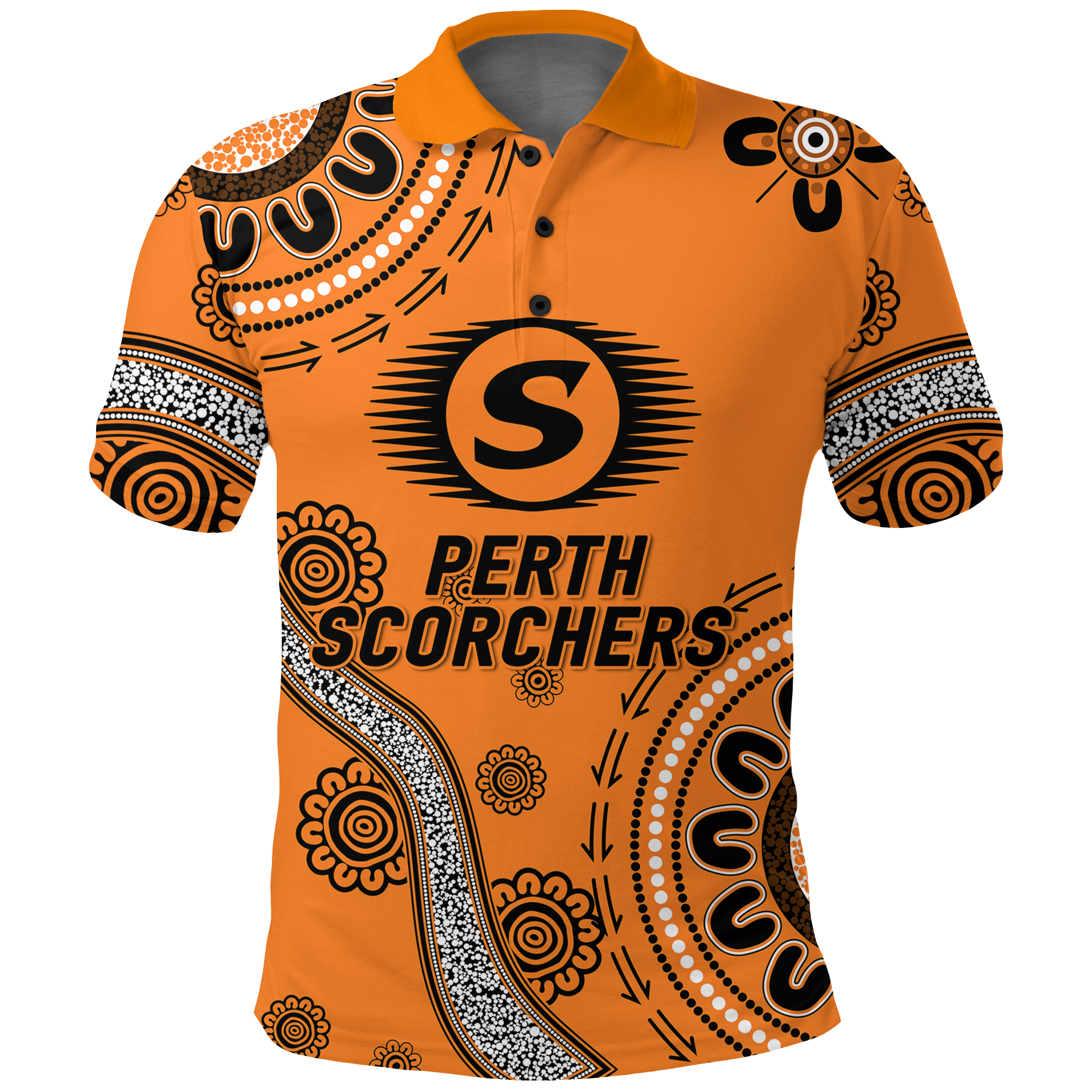 Perth Scorchers Aboriginal Art Cricket 2022 Polo Shirt - - Vibe Hoodie Shop