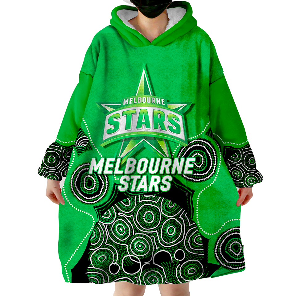 Melbourne Stars Aboriginal Art Cricket 2022 Wearable Blanket Hoodie - - Vibe Hoodie Shop